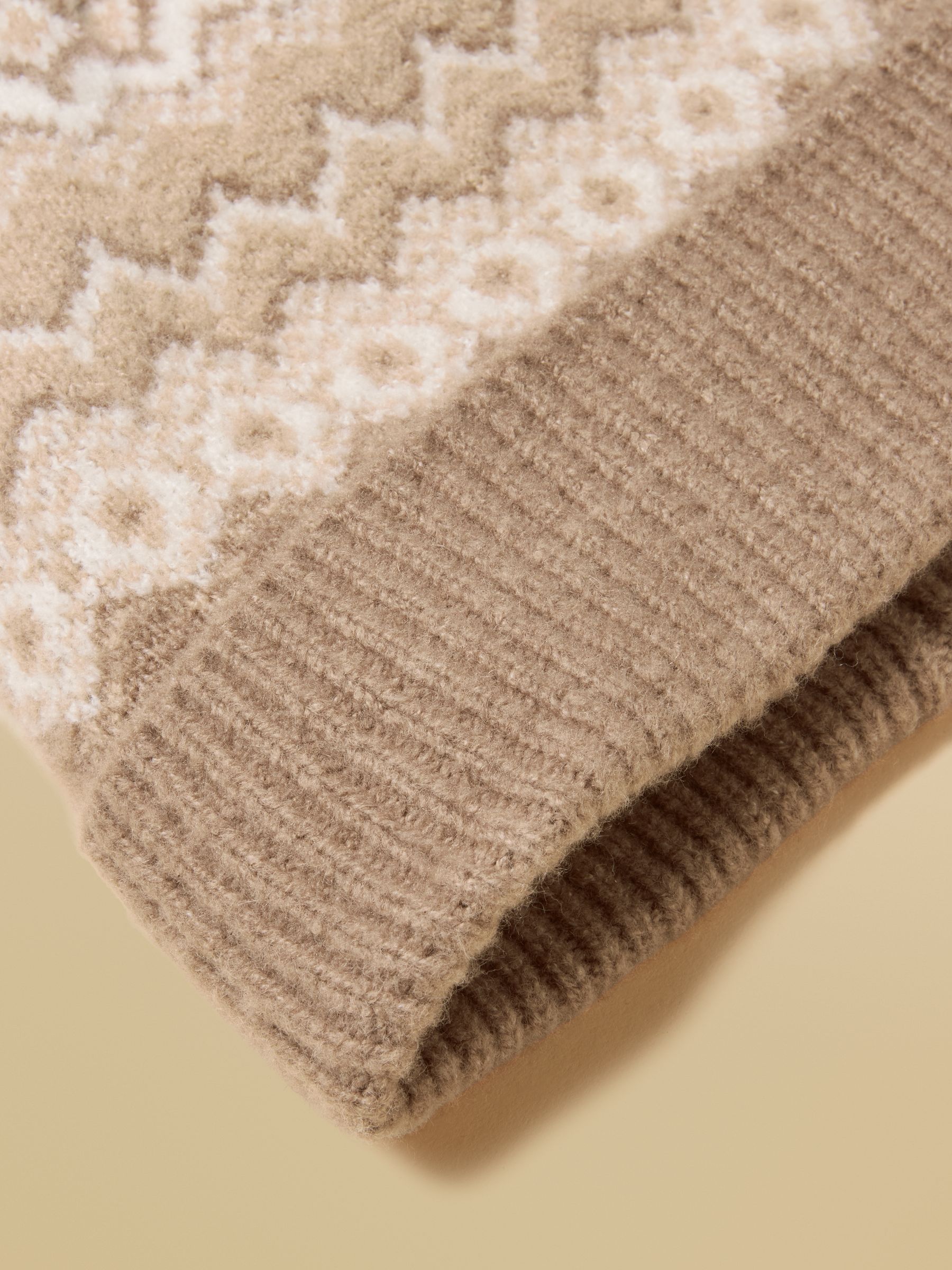 Kara Neutral Fair Isle Bobble Beanie Hat - Image 6 of 7