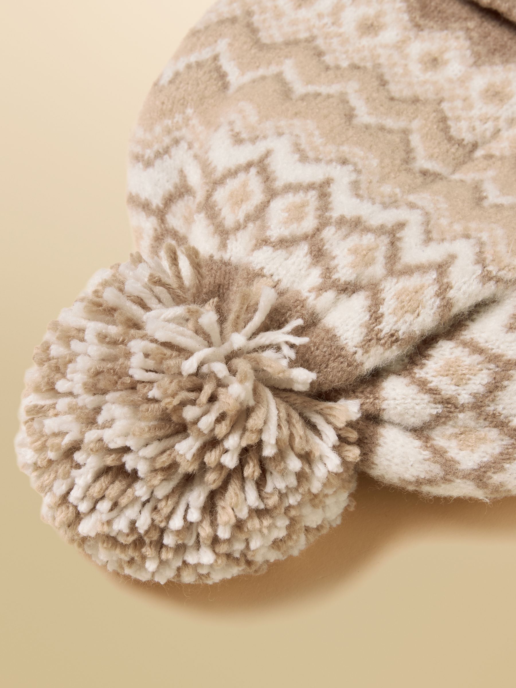 Kara Neutral Fair Isle Bobble Beanie Hat - Image 7 of 7