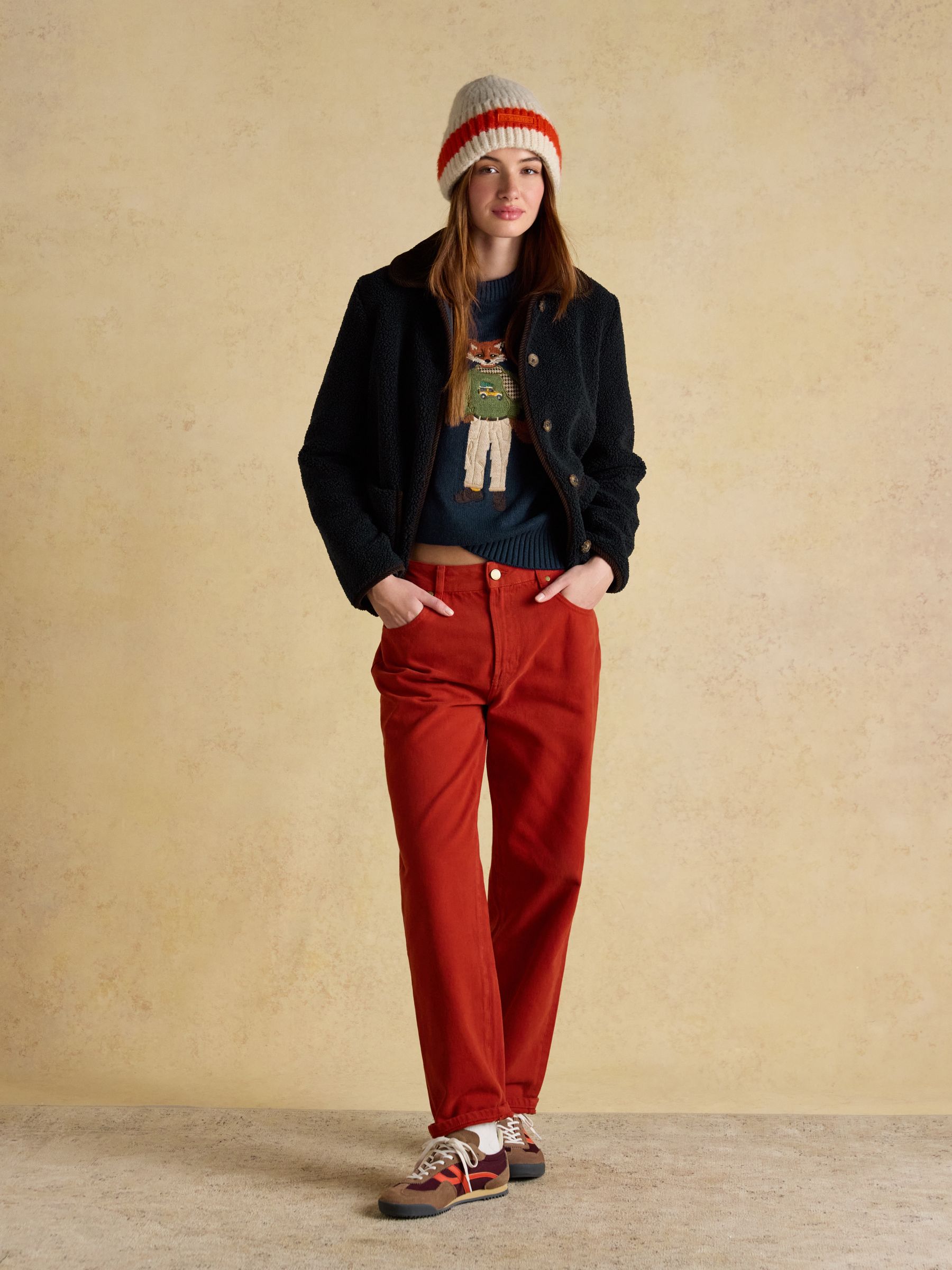 Popley Orange Neutral Stripe Beanie - Image 2 of 6