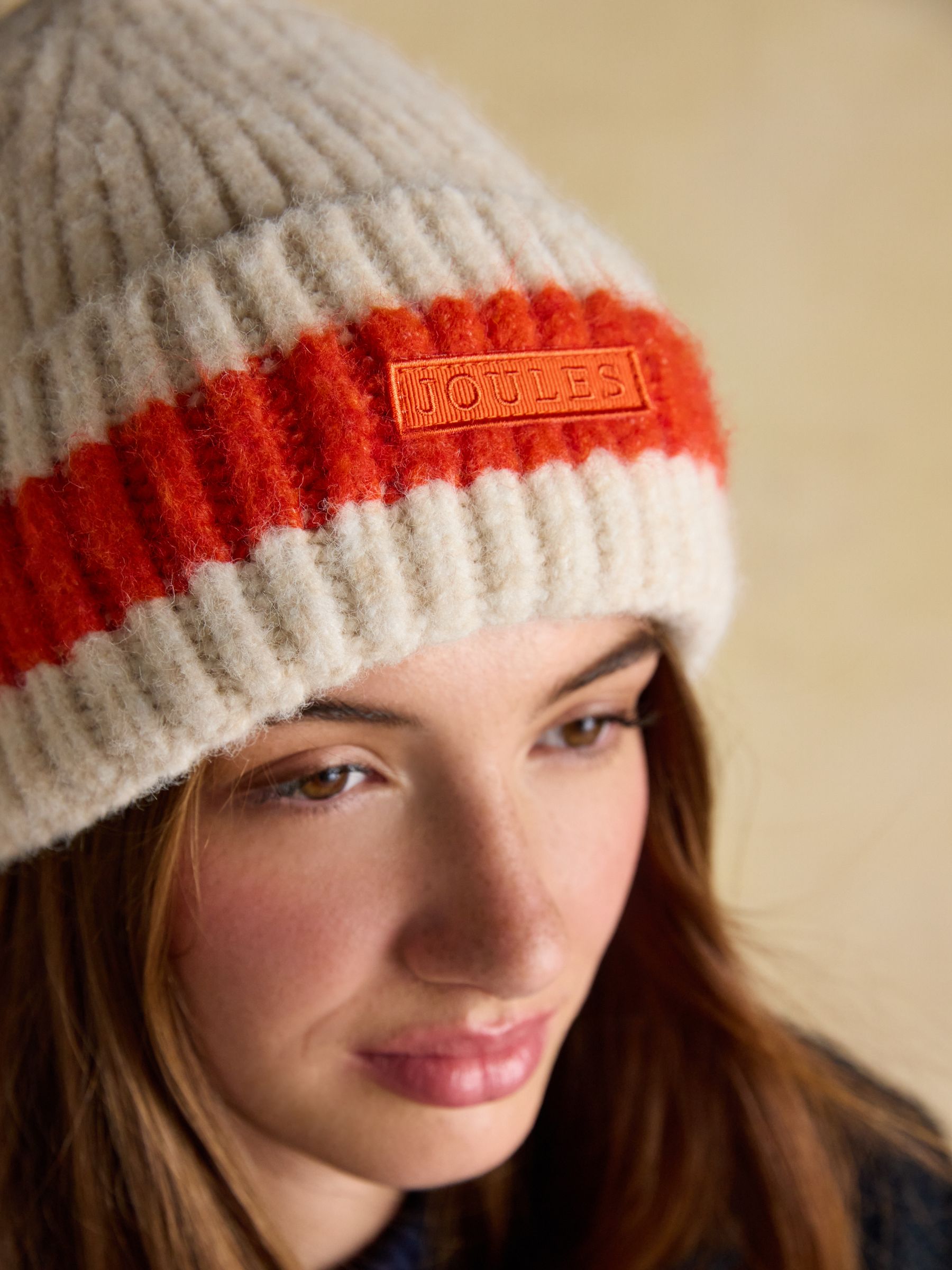 Popley Orange Neutral Stripe Beanie - Image 3 of 6