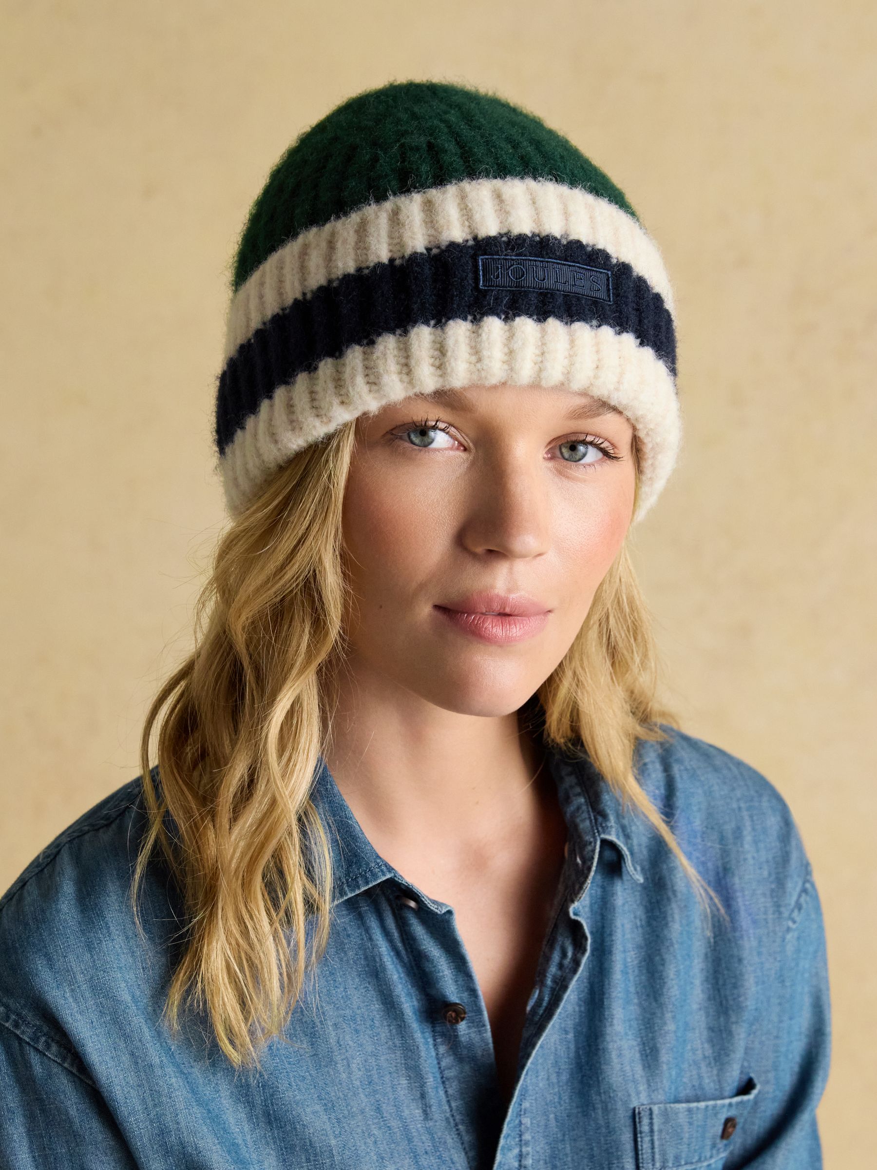 Popley Green Blue Stripe Beanie - Image 1 of 8