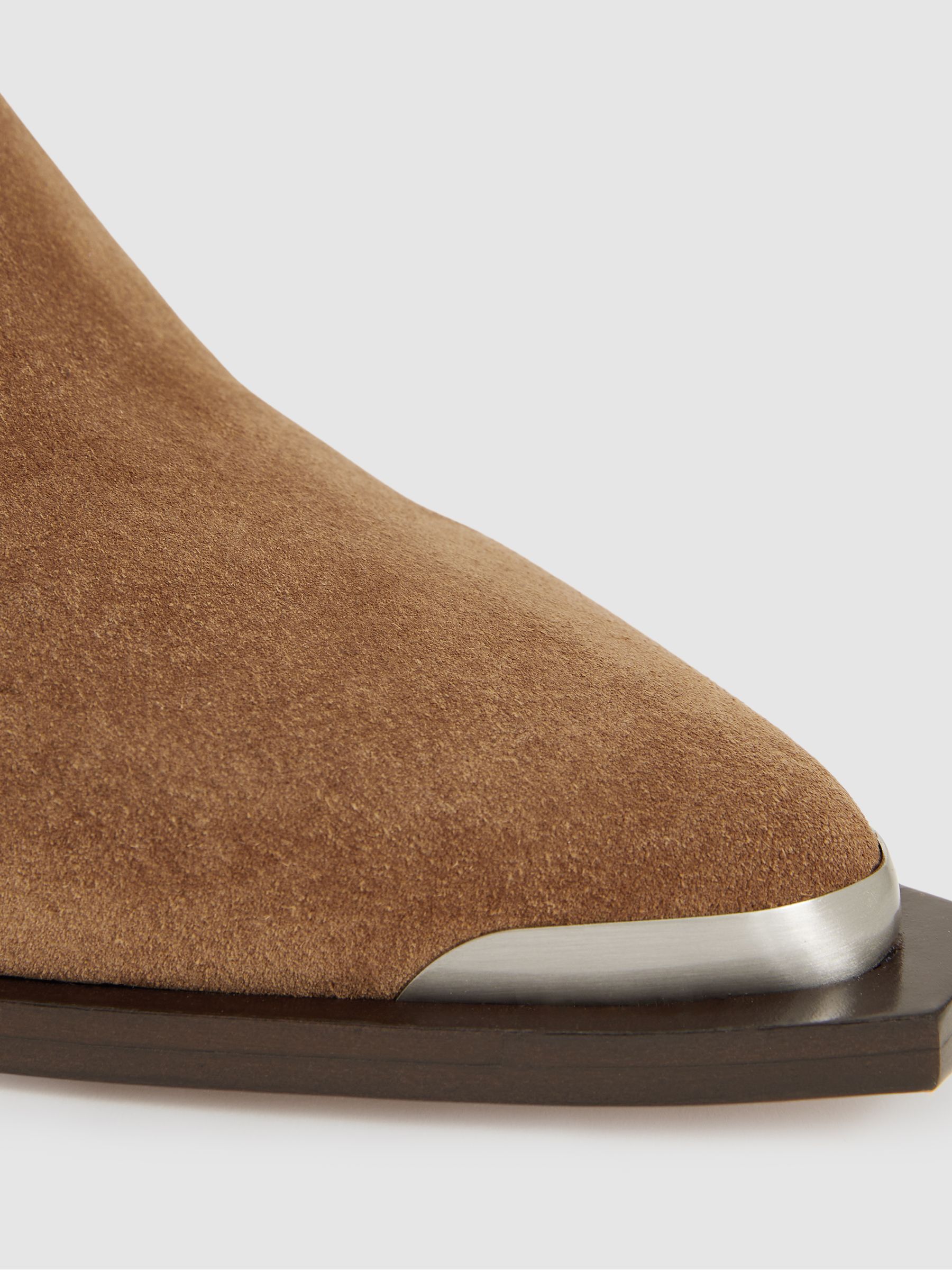Paige Suede Block-Heel Ankle Boots in Tan - Image 4 of 4