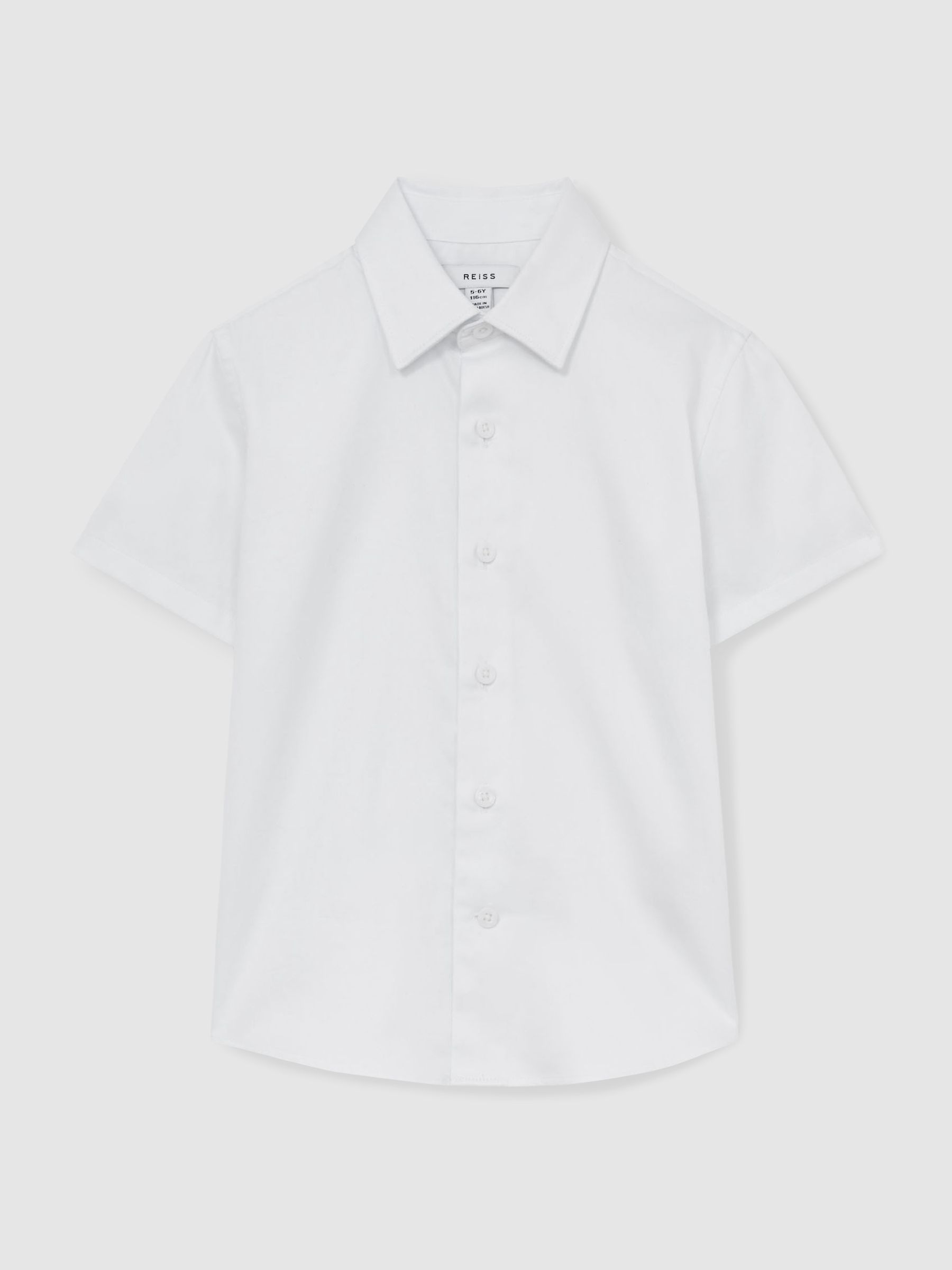 3-9 yrs Cotton Slim-Fit Short-Sleeve Shirt in White - Image 2 of 4