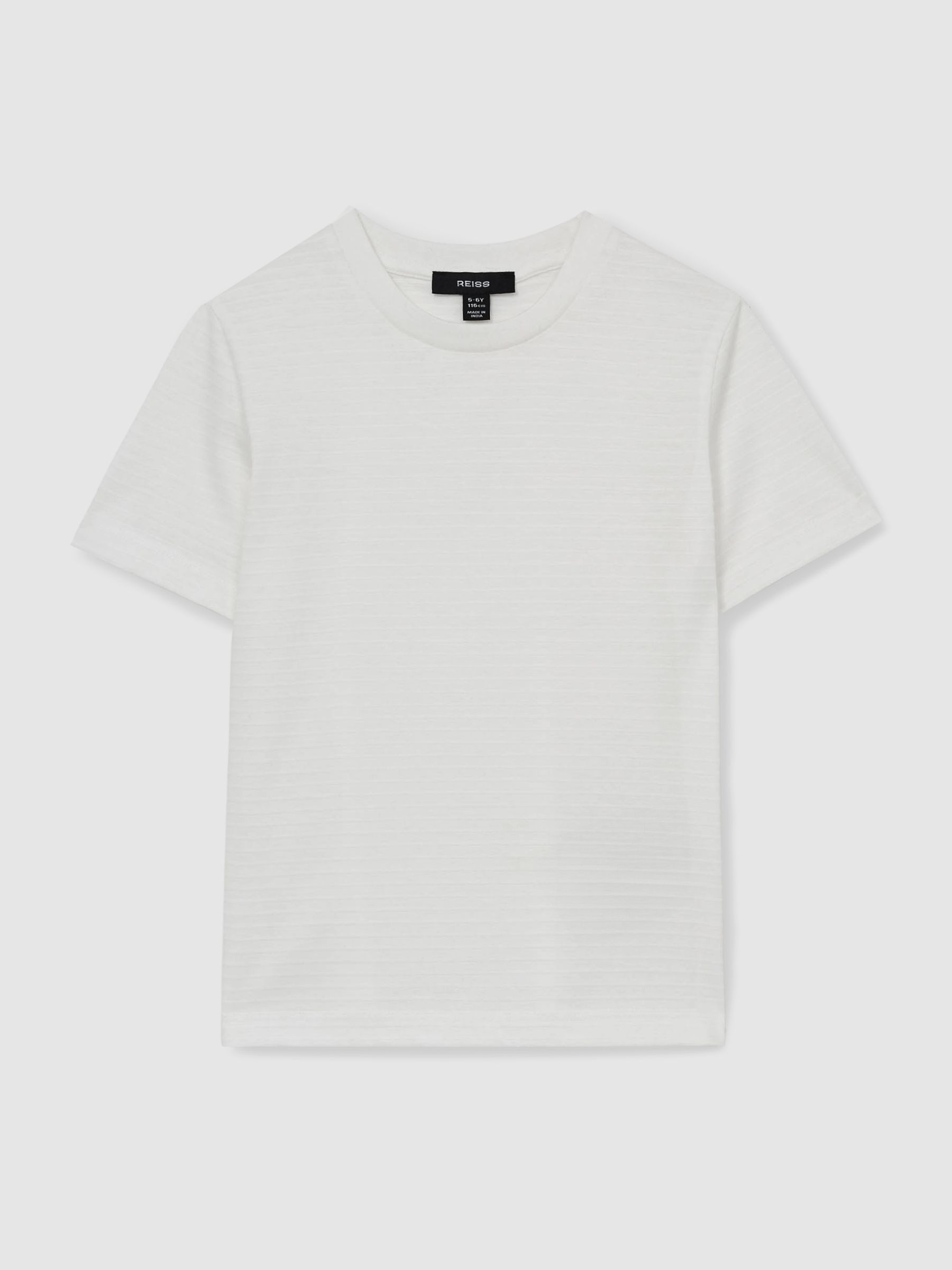 9-13 yrs Cotton Textured Crew-Neck T-Shirt in White - Image 2 of 4