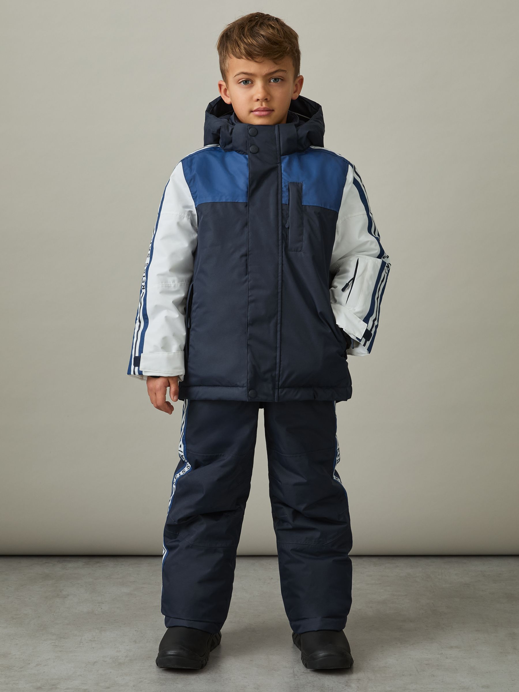 3-9 yrs Padded-Ripstop Ski Jacket in White/Navy/Blue - Image 1 of 4