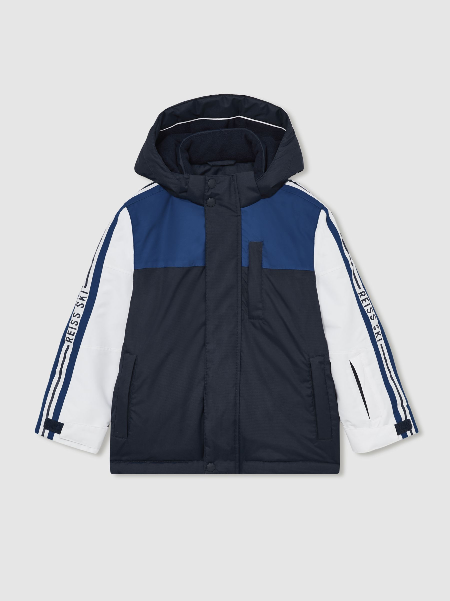 3-9 yrs Padded-Ripstop Ski Jacket in White/Navy/Blue - Image 2 of 4