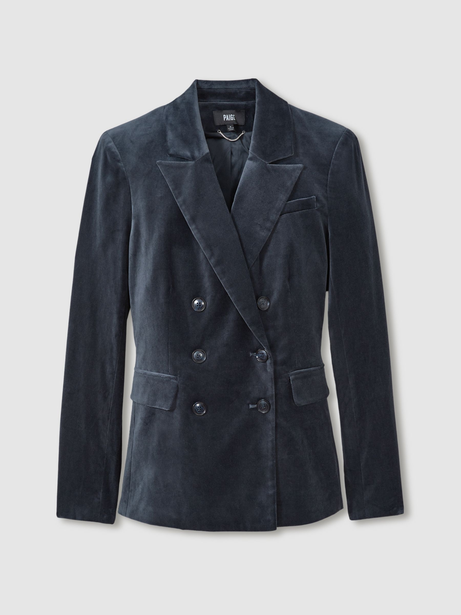 Paige Velvet Double Breasted Blazer in Calico Blue - Image 2 of 6