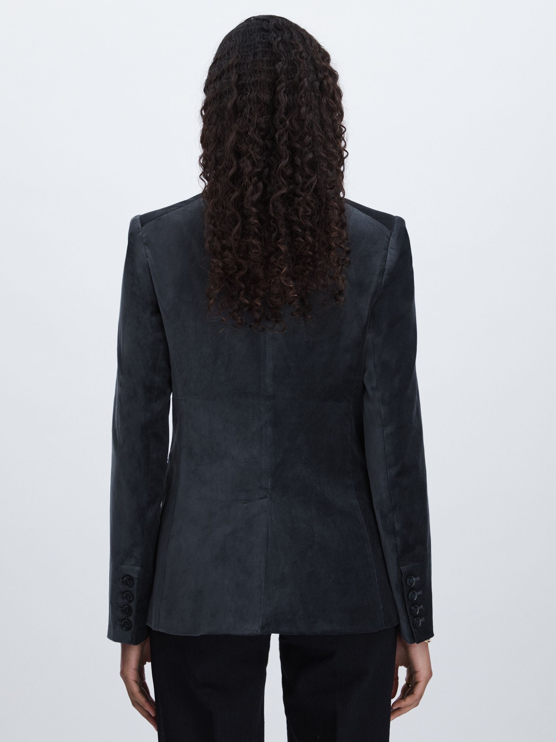 Paige Velvet Double Breasted Blazer in Calico Blue - Image 5 of 6