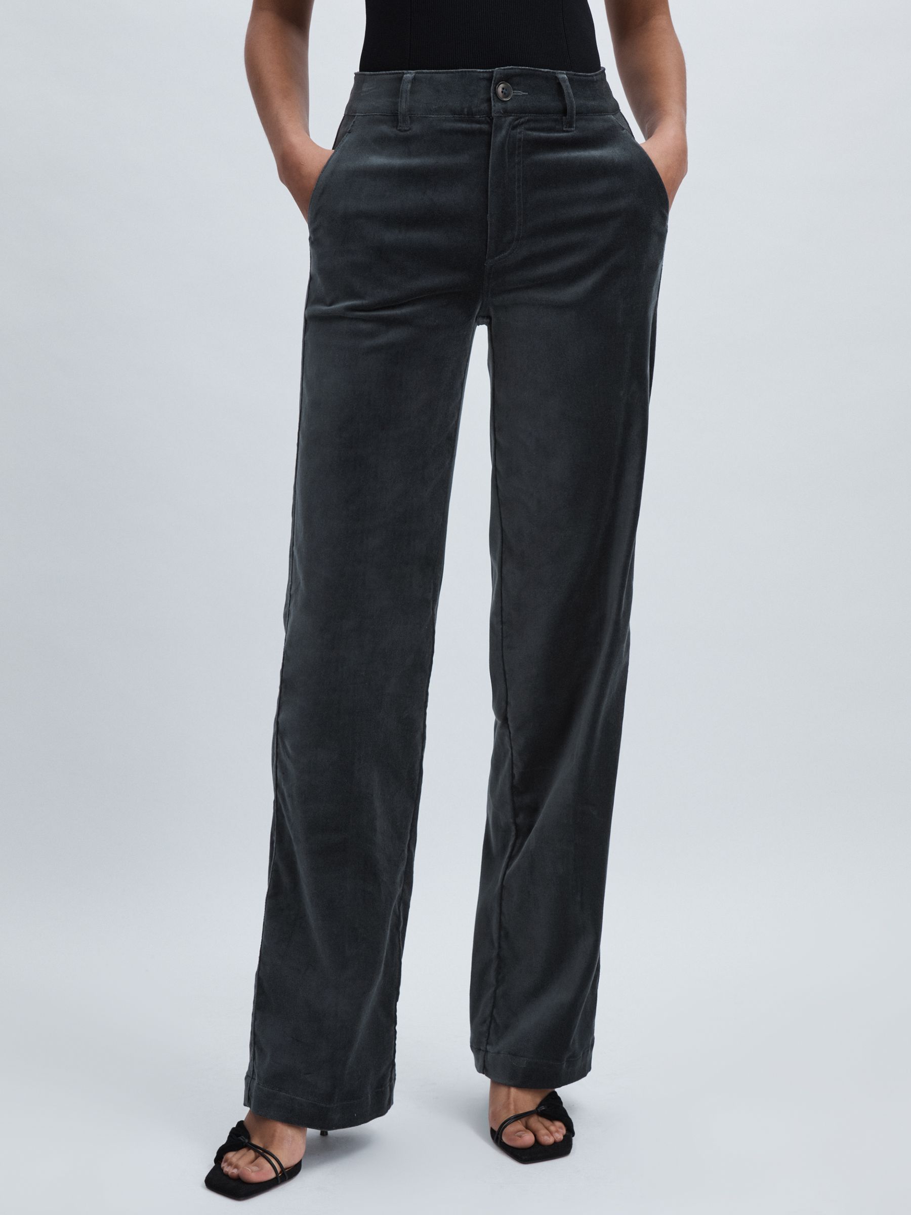Paige Velvet Wide-Leg Trousers in Calico Blue - Image 3 of 6