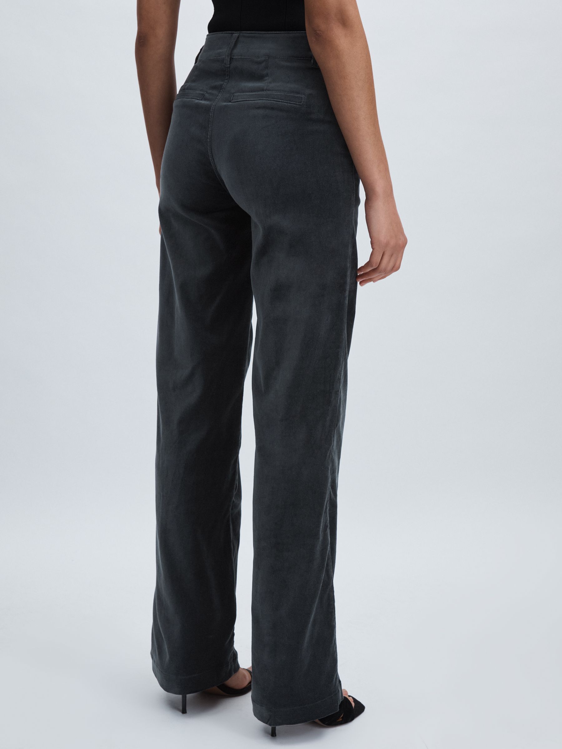 Paige Velvet Wide-Leg Trousers in Calico Blue - Image 5 of 6