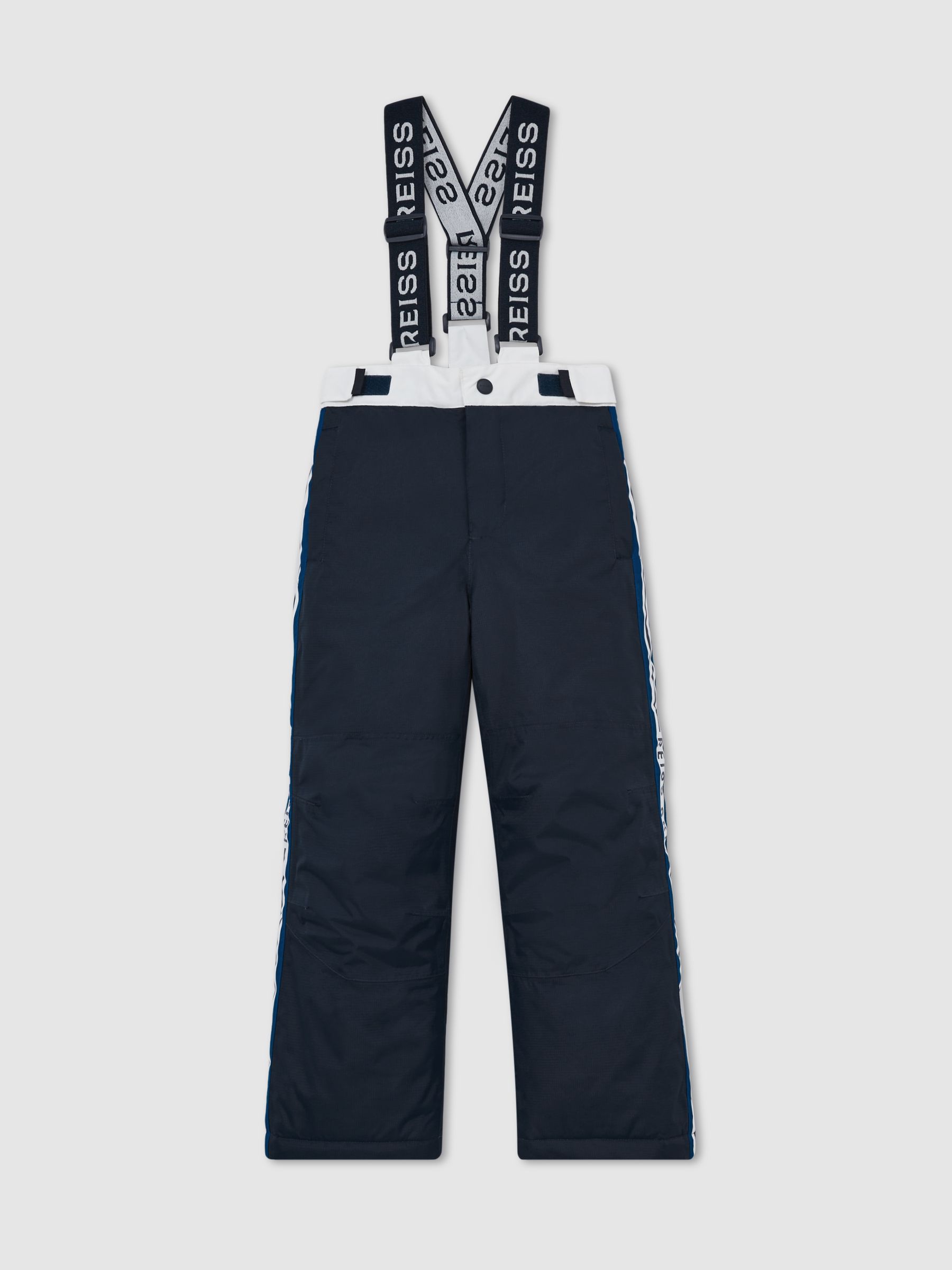 3-9 yrs Logo-Print Ripstop Salopettes in White/Navy/Blue - Image 2 of 4