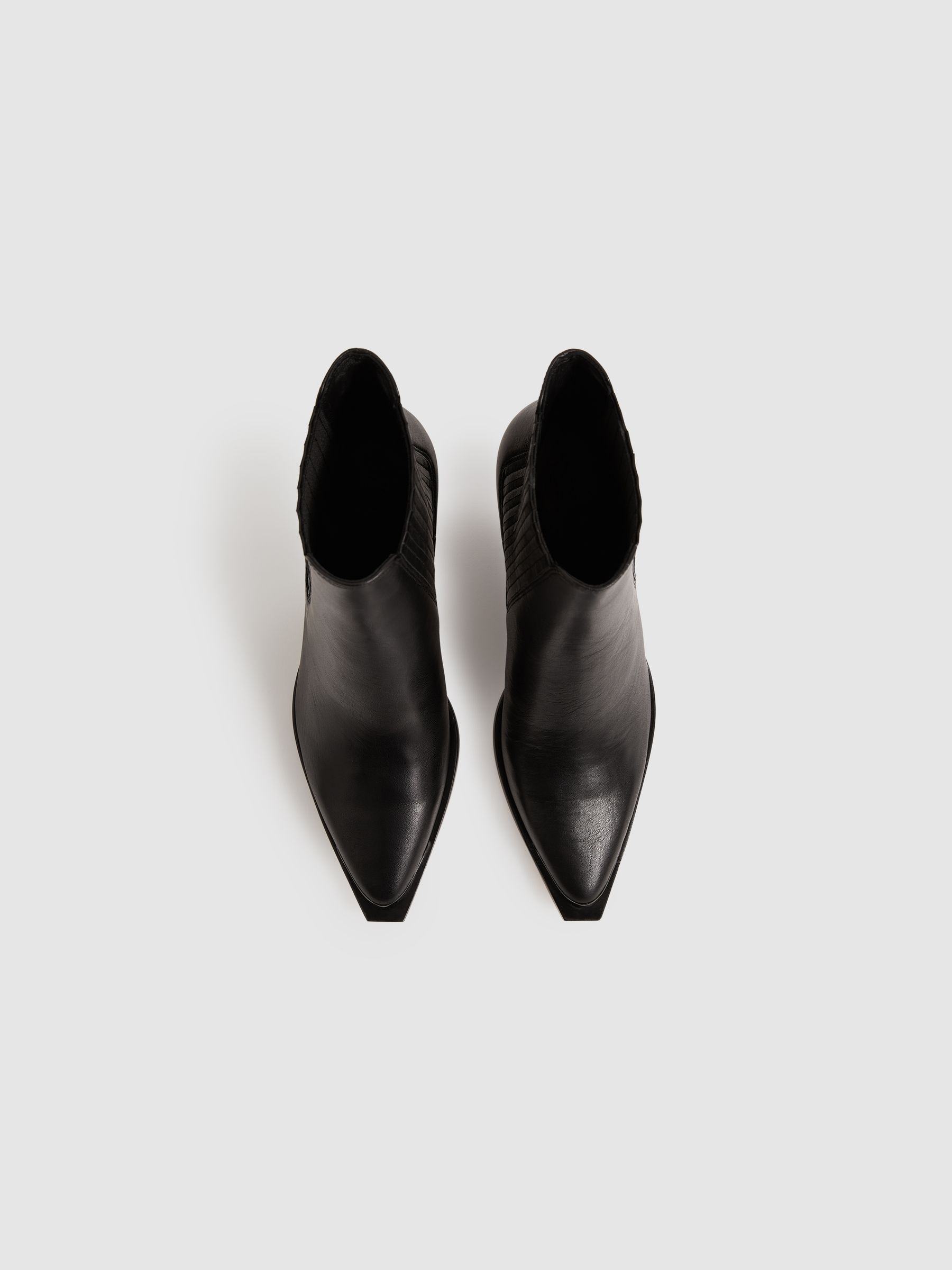 Paige Leather Block-Heel Ankle Boots in Black - Image 2 of 4