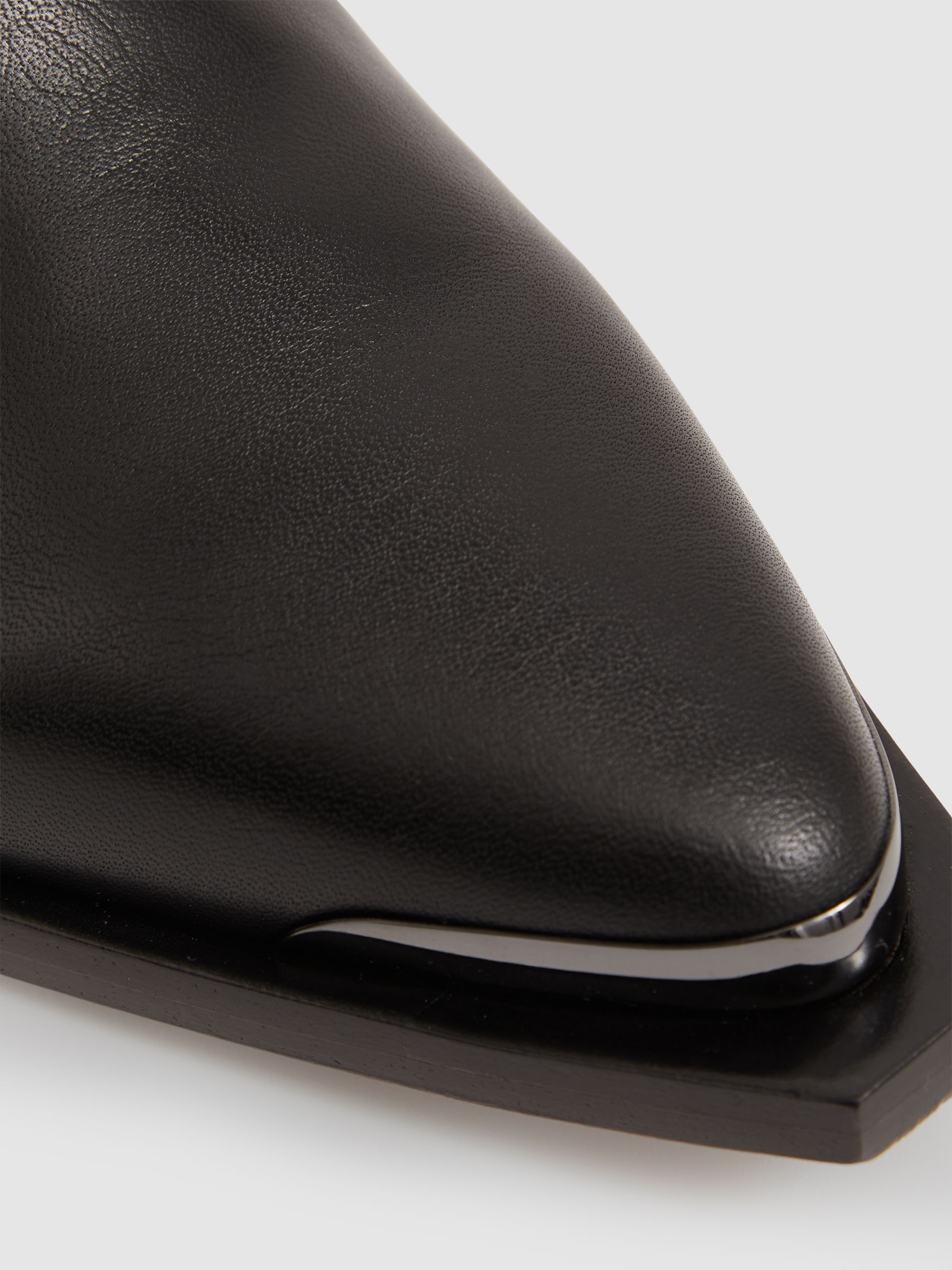 Leather Block-Heel Ankle Boots in Black - image 3