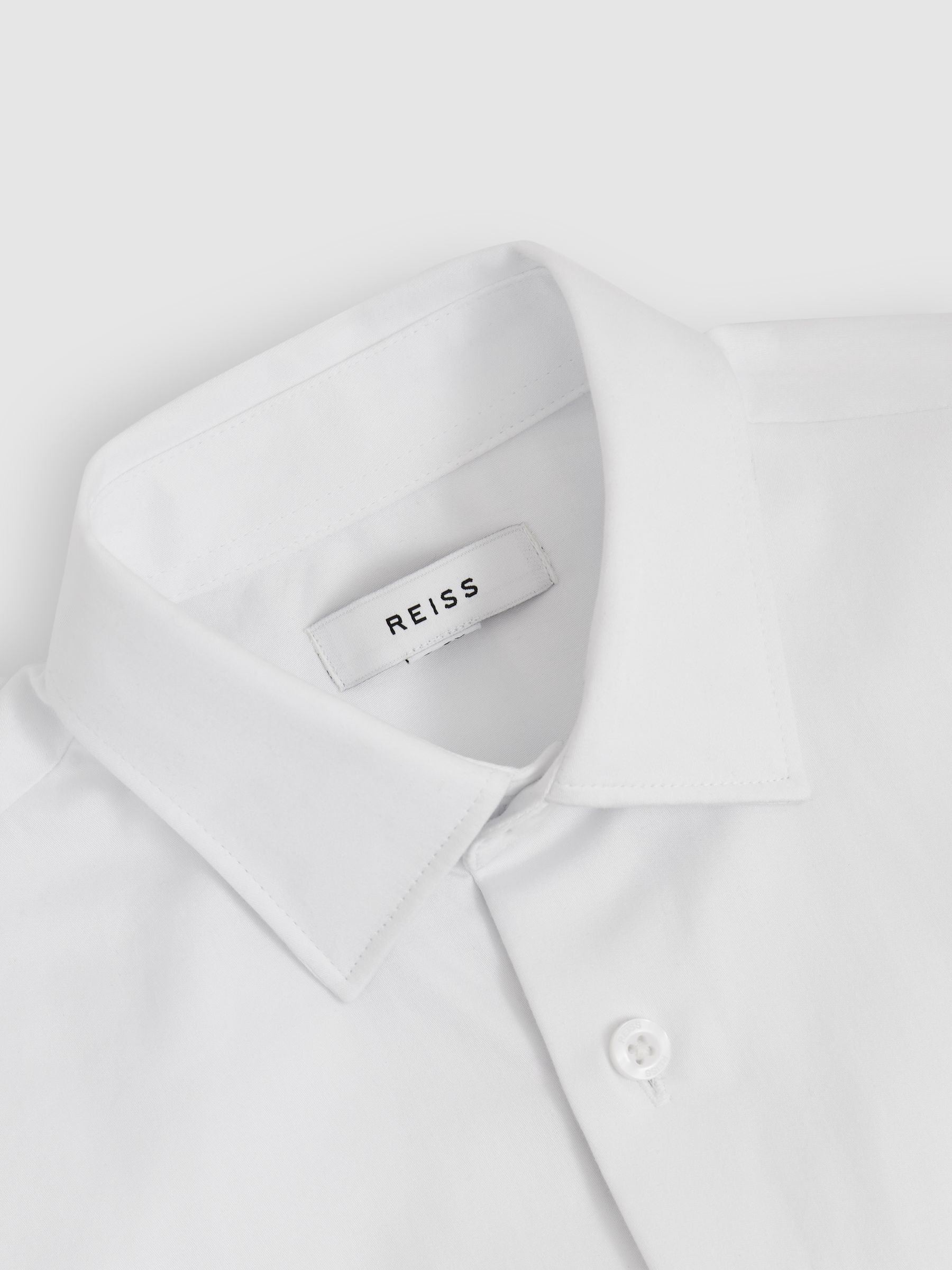 Cotton Slim-Fit Short-Sleeve Shirt in White - Image 4 of 4