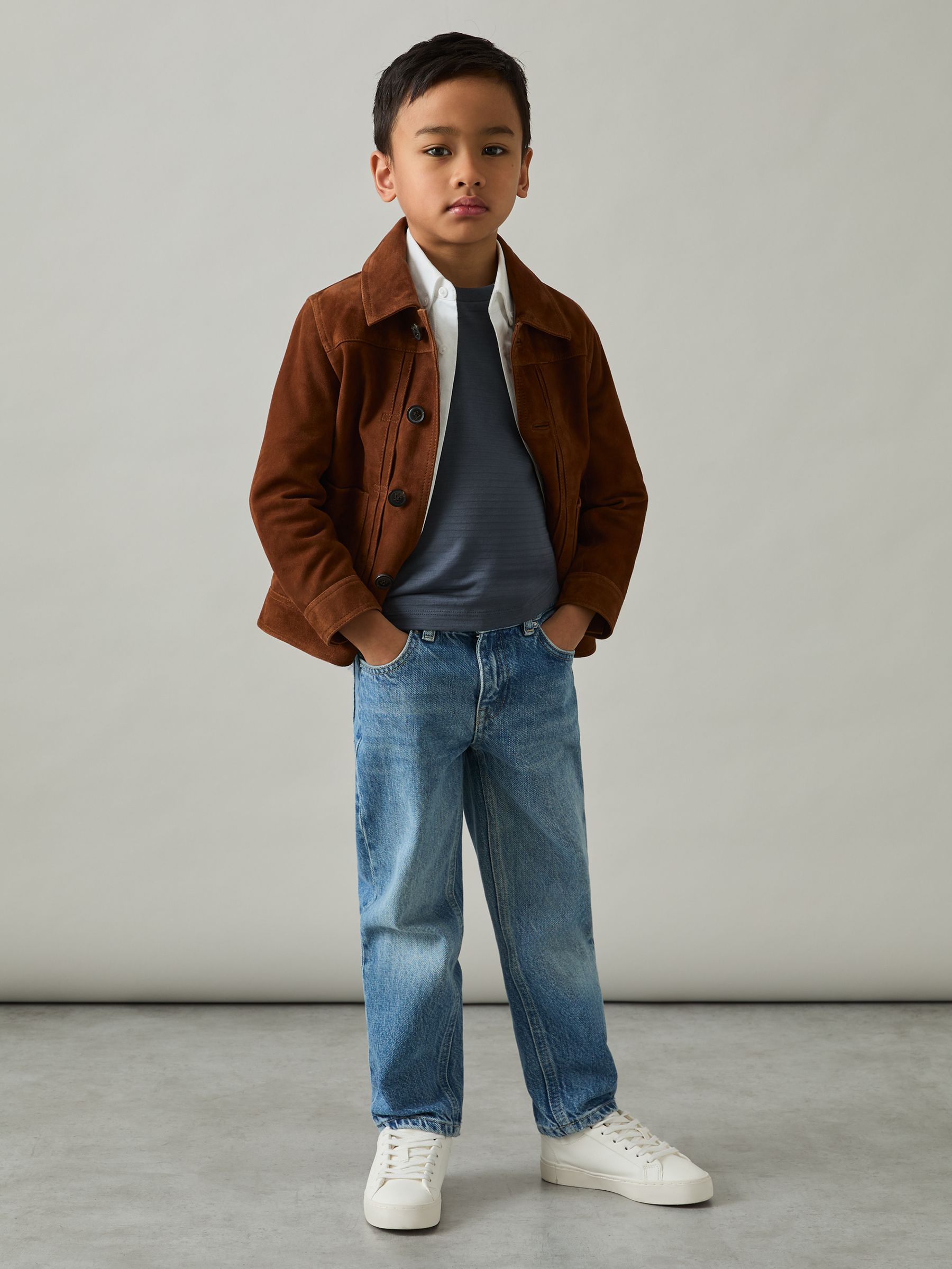 9-13 yrs Cotton Textured Crew-Neck T-Shirt in Airforce Blue - Image 4 of 5