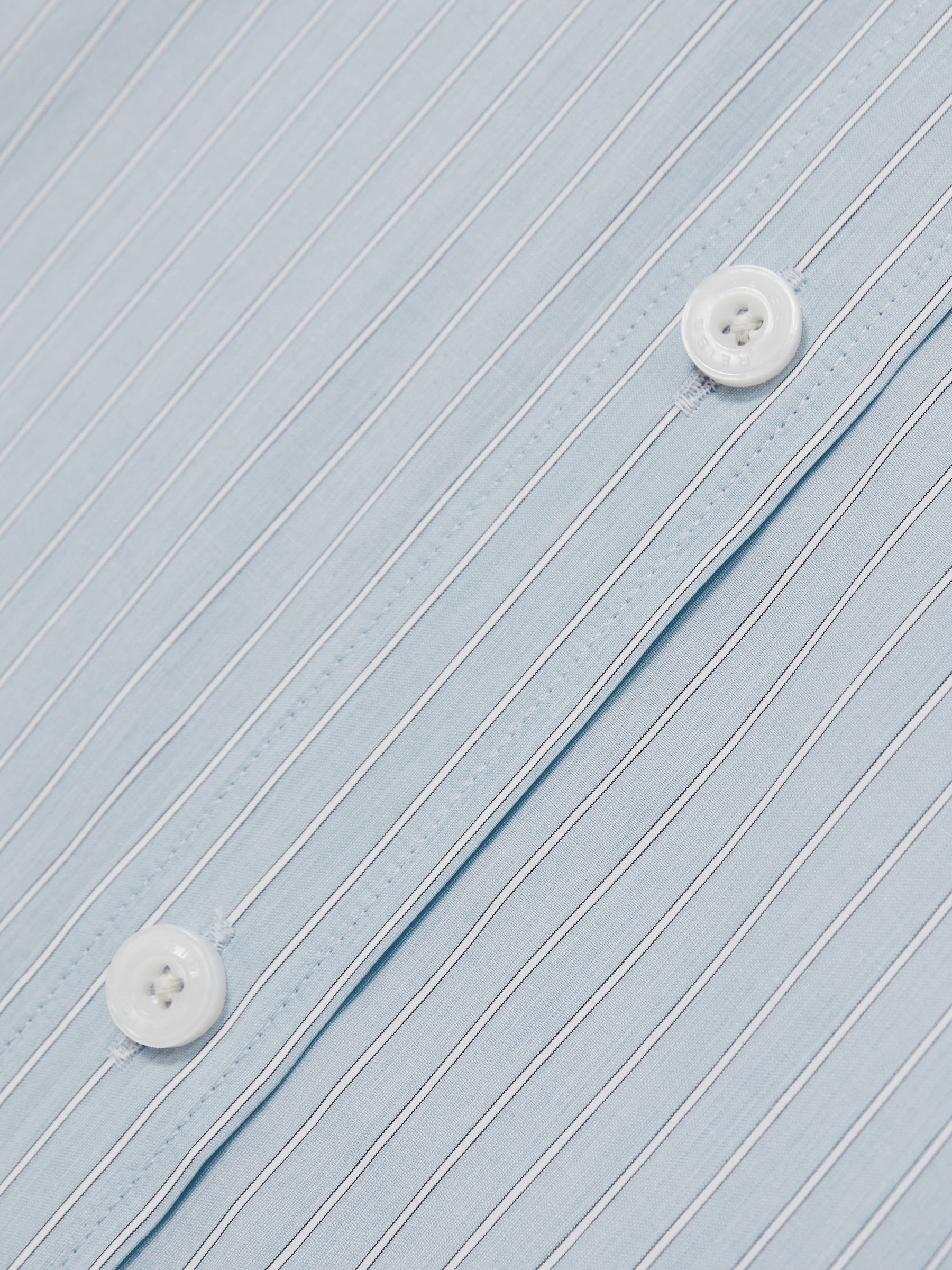 Oversized Poplin Stripe 100% Cotton Shirt in Soft Blue/White - Image 6 of 6