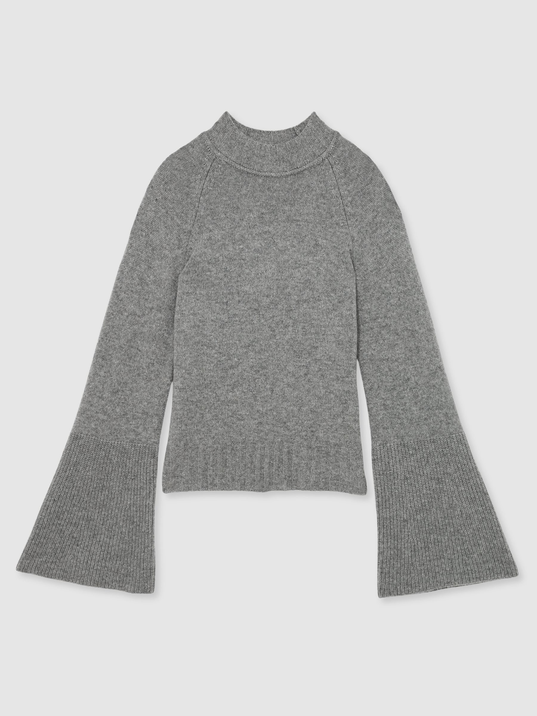 Paige 100% Cashmere High-Neck Jumper in Heather Grey - Image 2 of 7