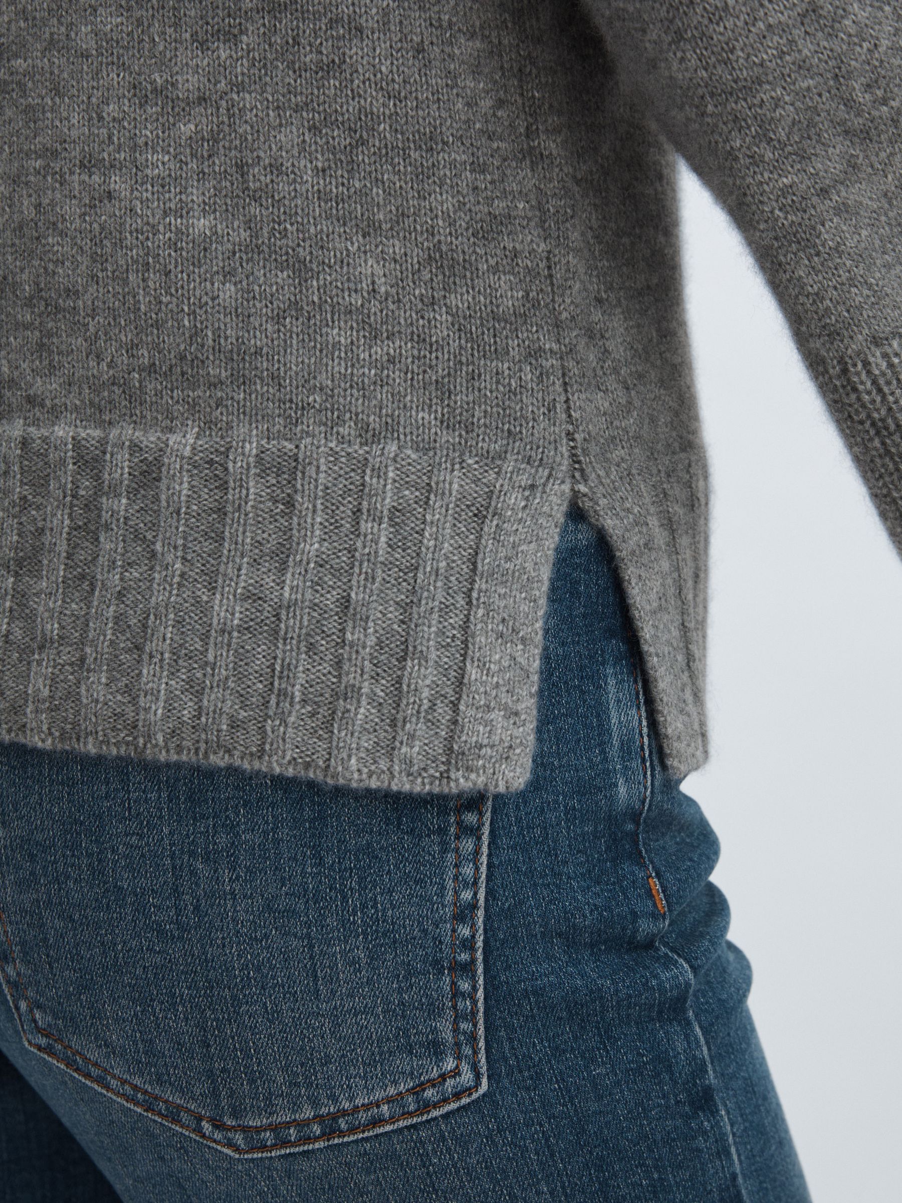 Paige 100% Cashmere High-Neck Jumper in Heather Grey - Image 5 of 7