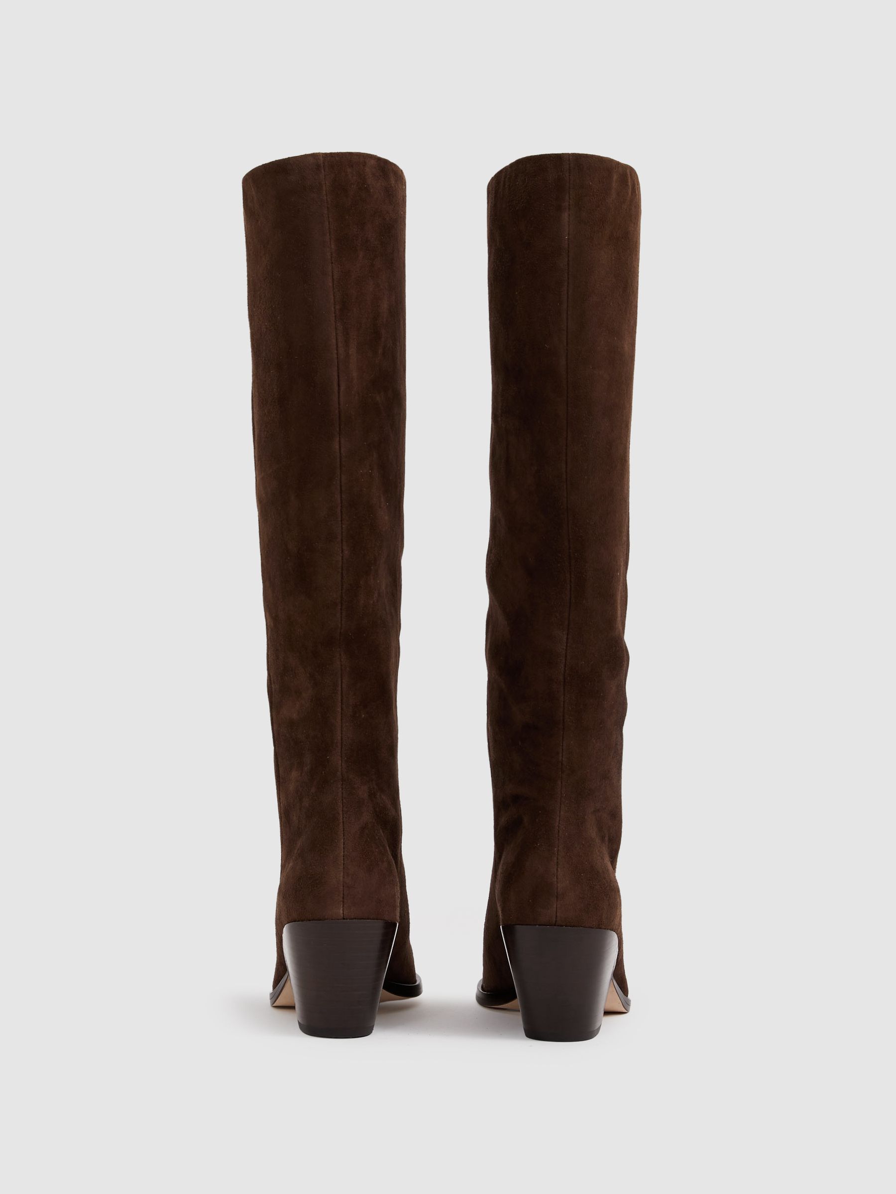 Suede Knee-High Boots in Chocolate - image 2