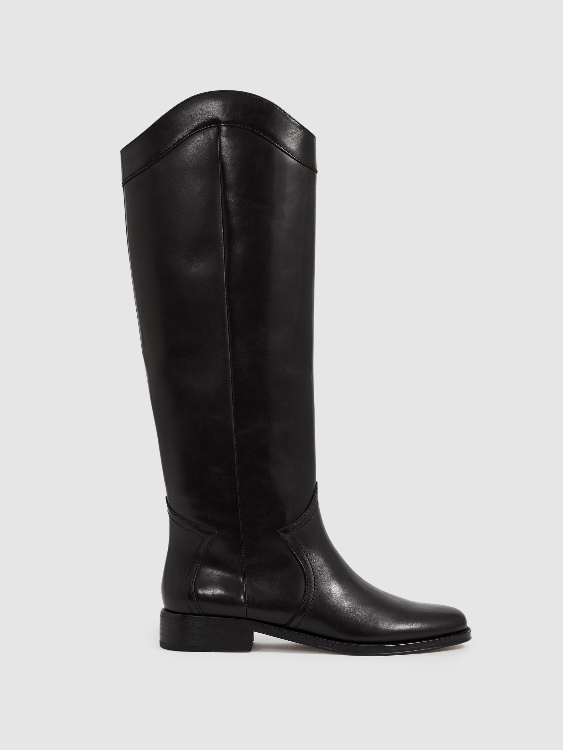 Paige Leather Knee-High Riding Boots in Black - Image 1 of 4