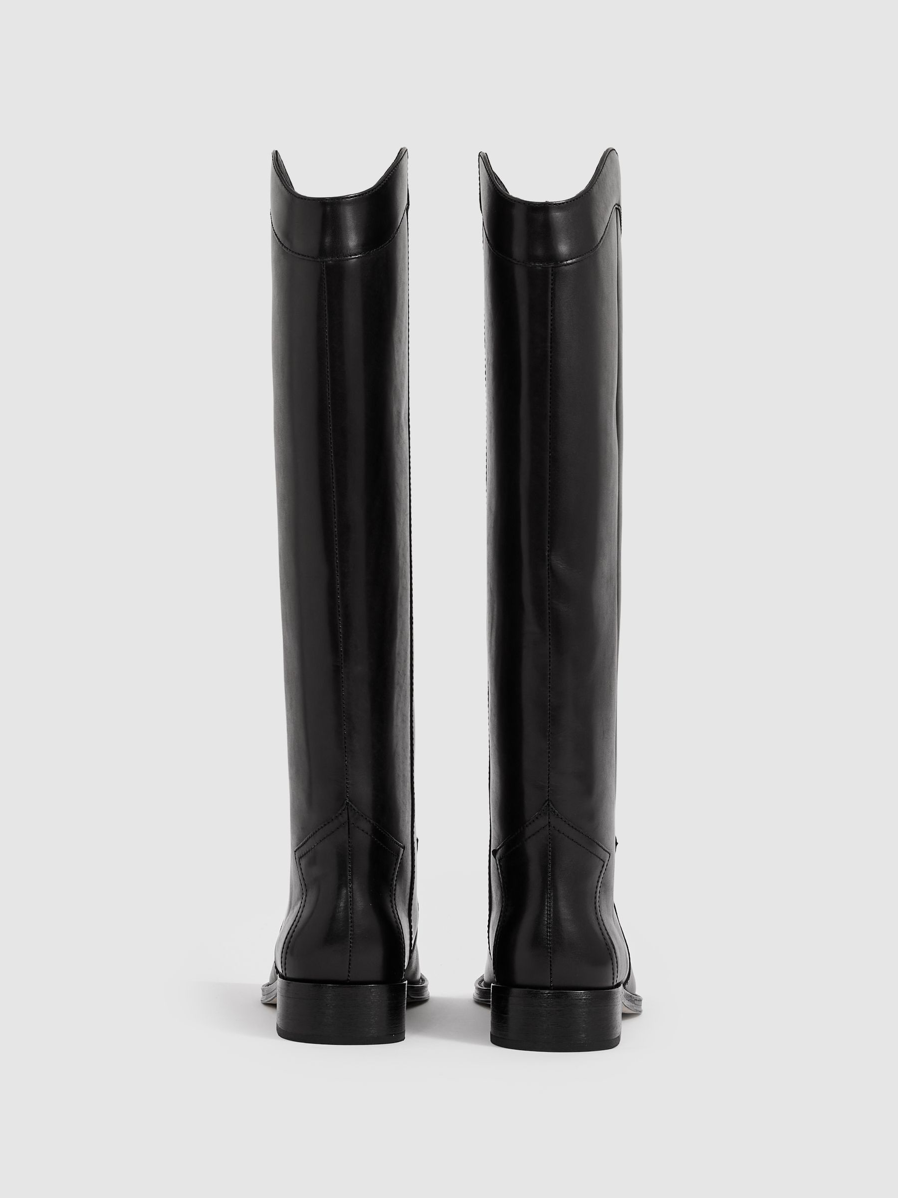 Leather Knee-High Riding Boots in Black - image 2