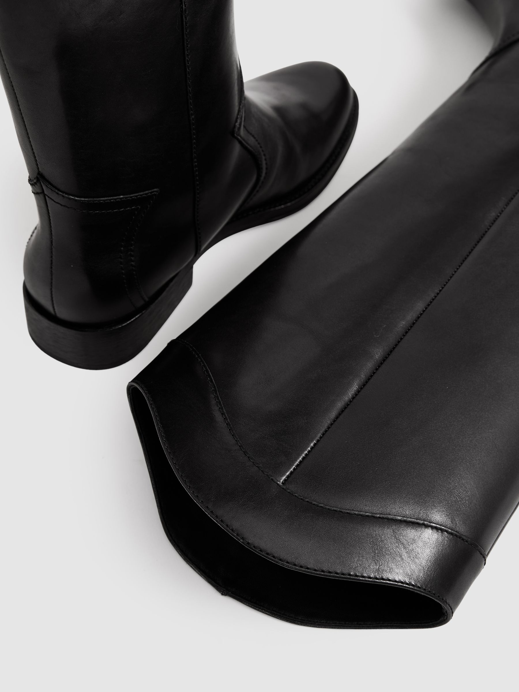 Leather Knee-High Riding Boots in Black - image 3