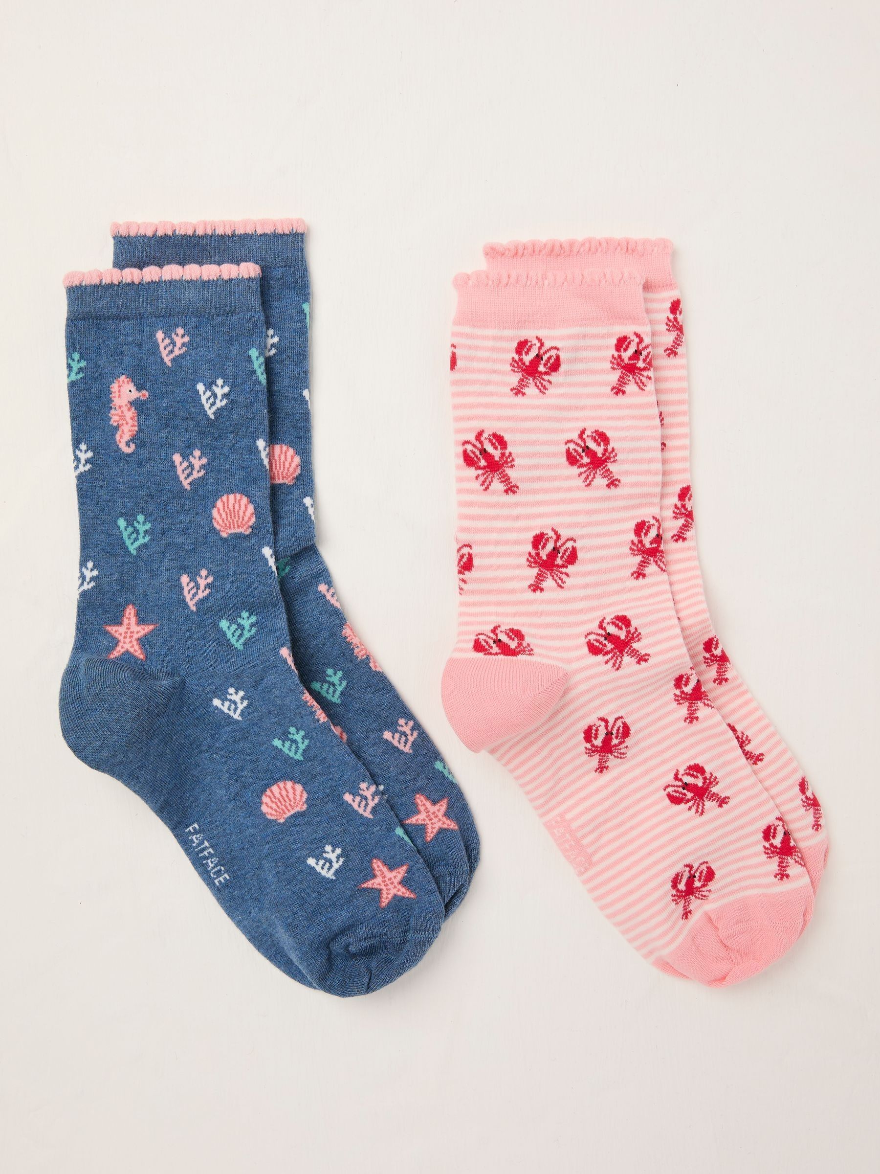 Blue 2 Pairs of Sea Life Socks in a Box - Image 1 of 2