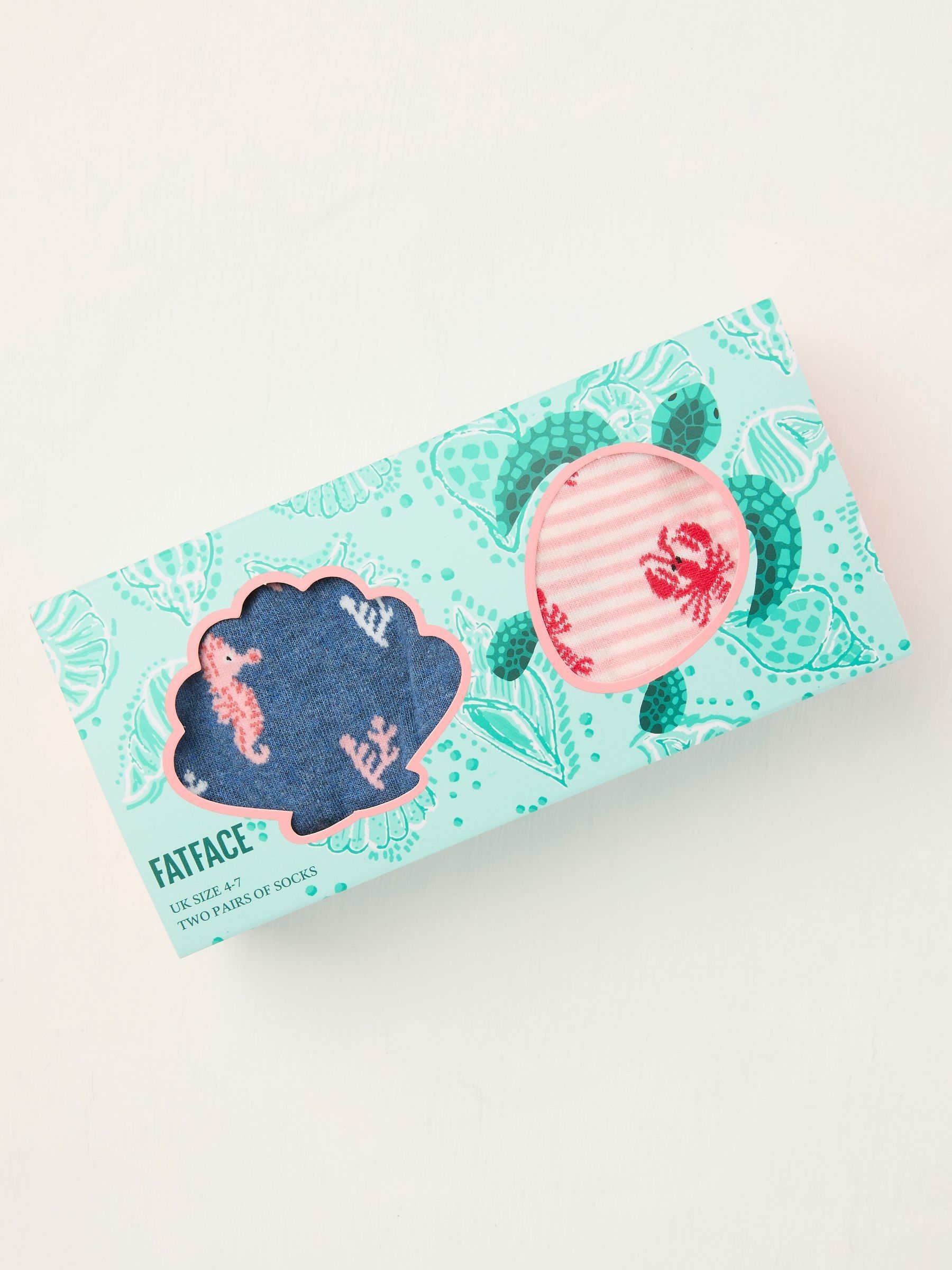 Blue 2 Pairs of Sea Life Socks in a Box - Image 2 of 2