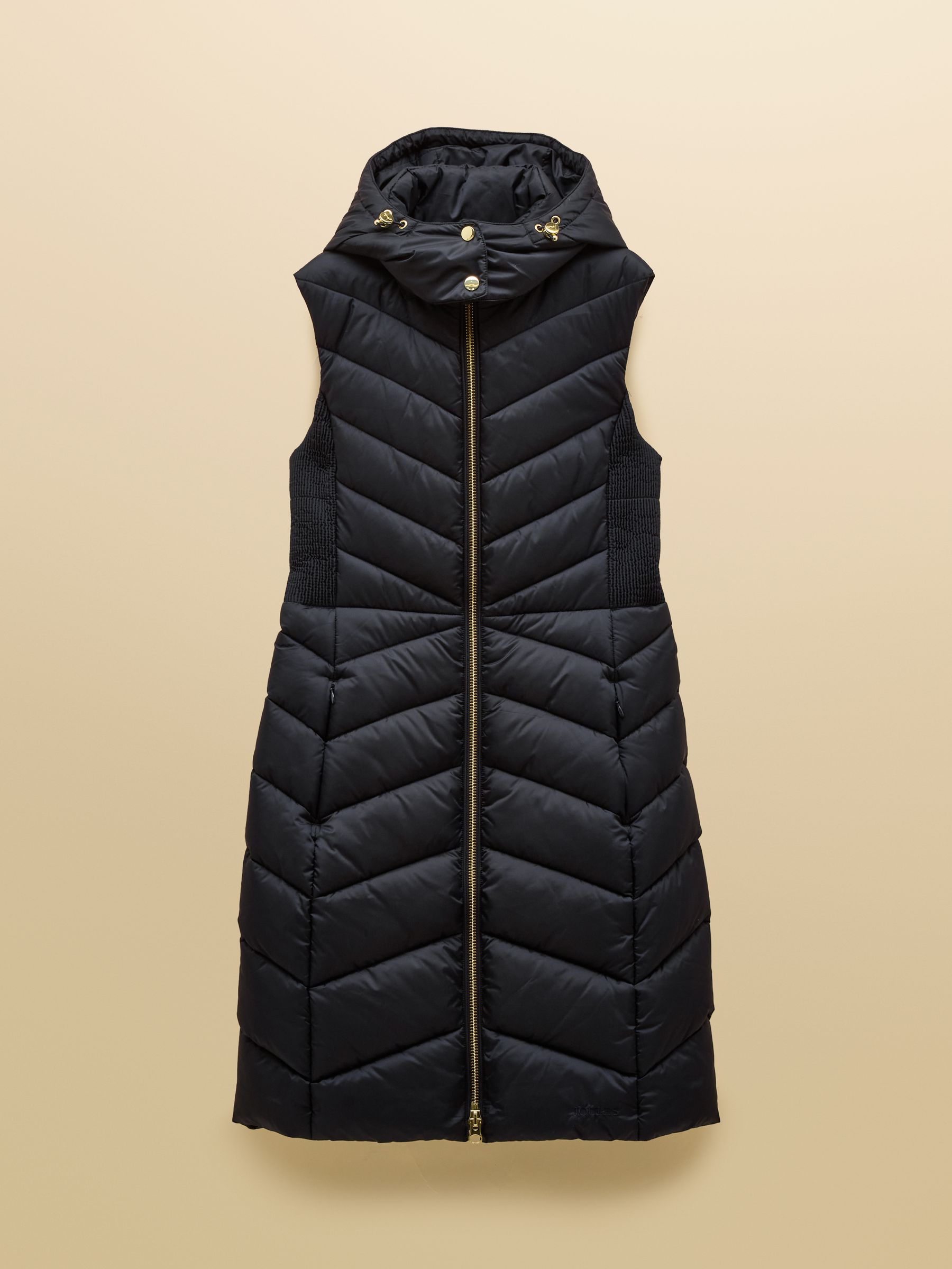 Pembury Navy Longline Showerproof Padded Gilet with Hood - Image 13 of 13