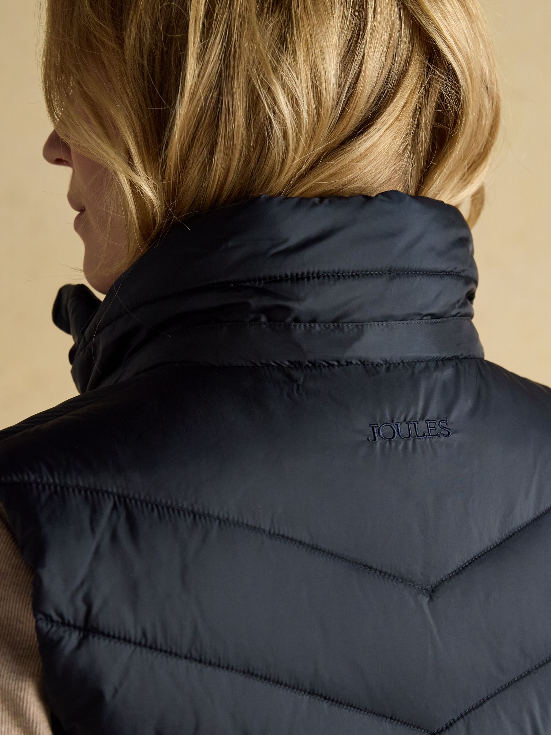 Pembury Navy Longline Showerproof Padded Gilet with Hood - Image 9 of 13