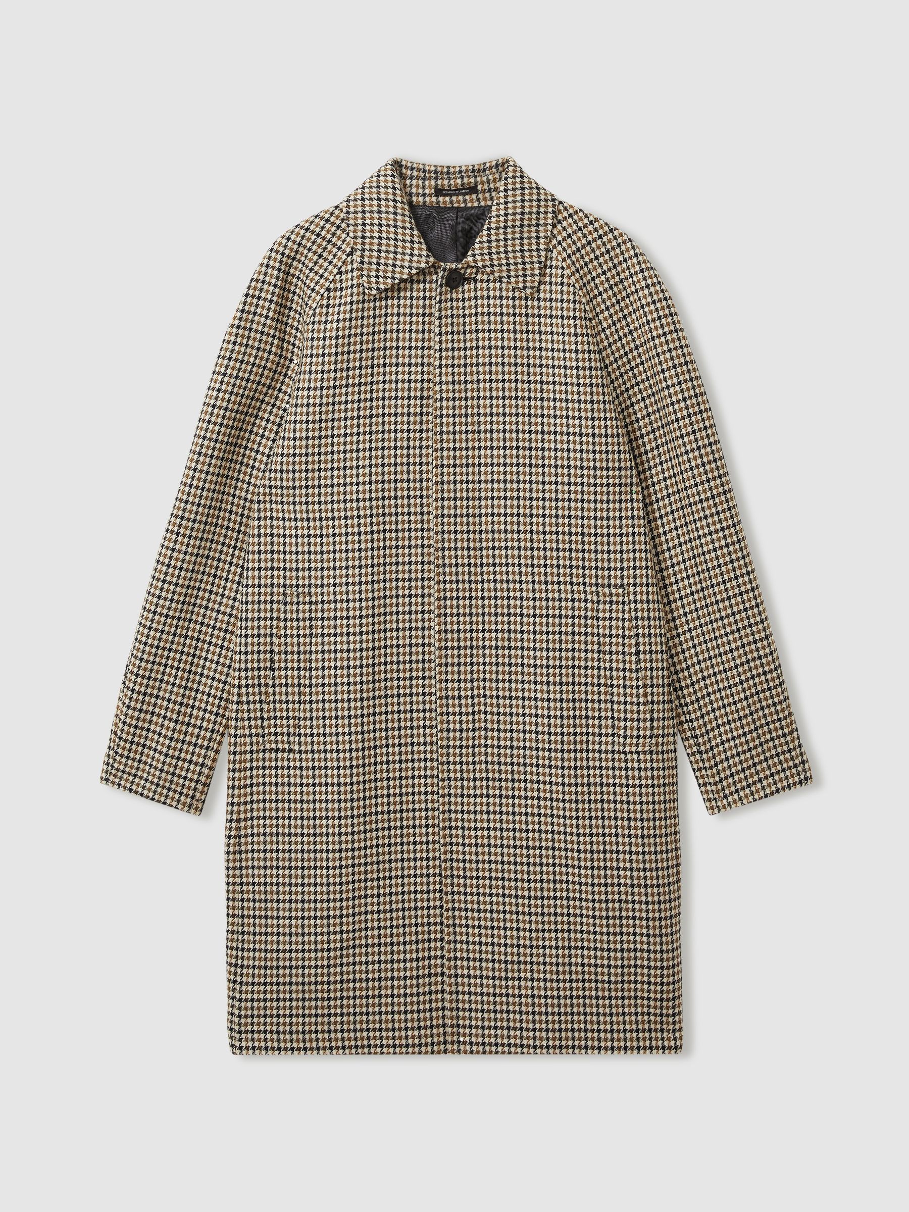 Atelier Wool Houndstooth-Check Raglan Overcoat in Brown - Image 2 of 6