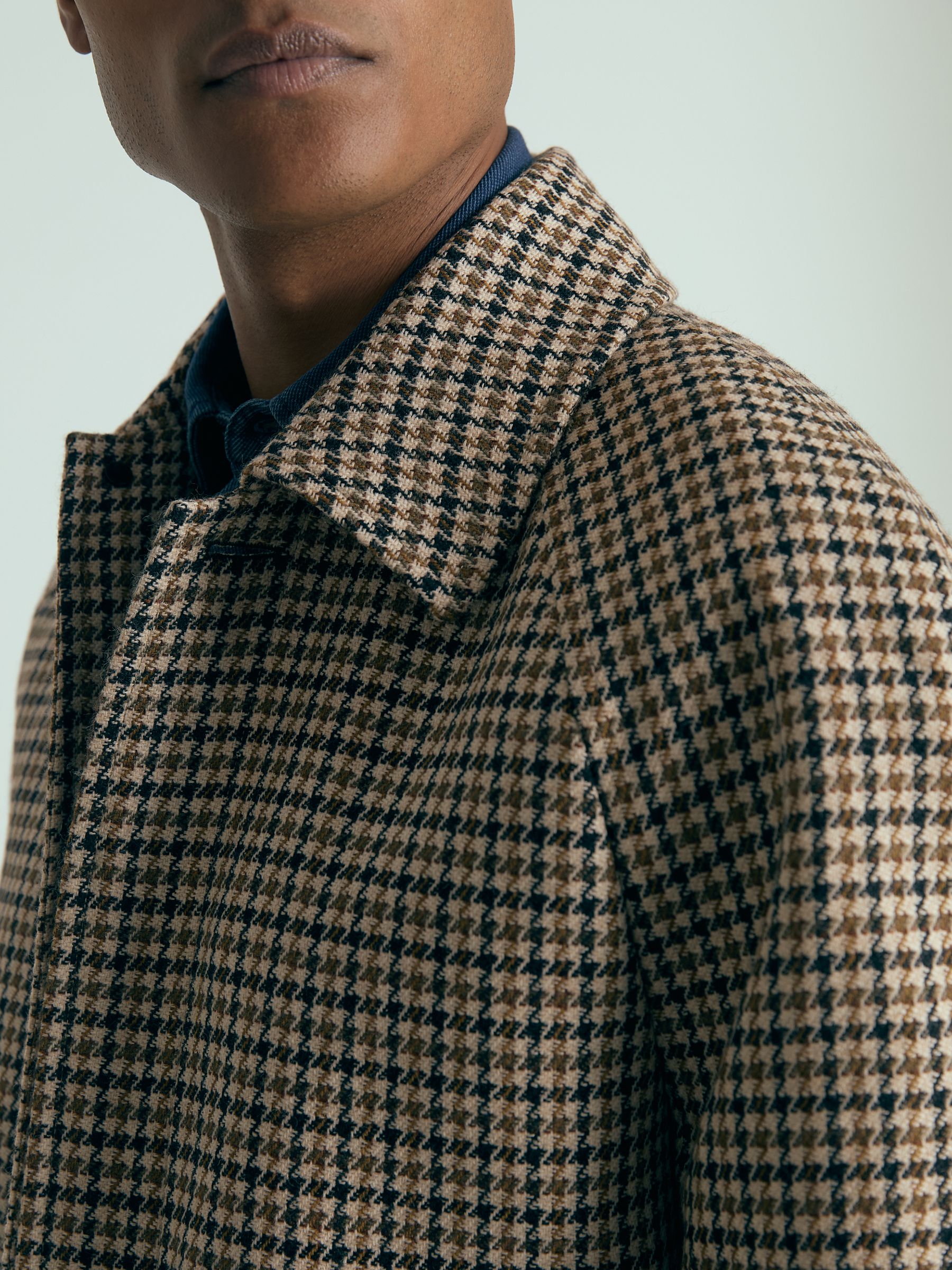 Atelier Wool Houndstooth-Check Raglan Overcoat in Brown - Image 4 of 6