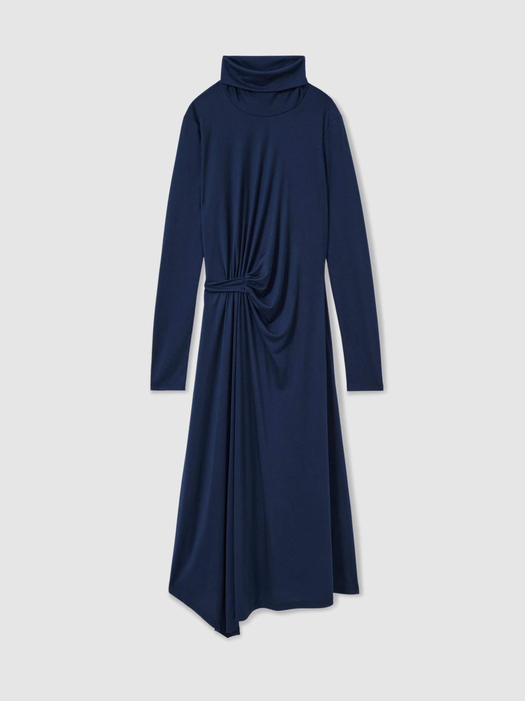 Draped Jersey Midi Dress in Blue - Image 2 of 6