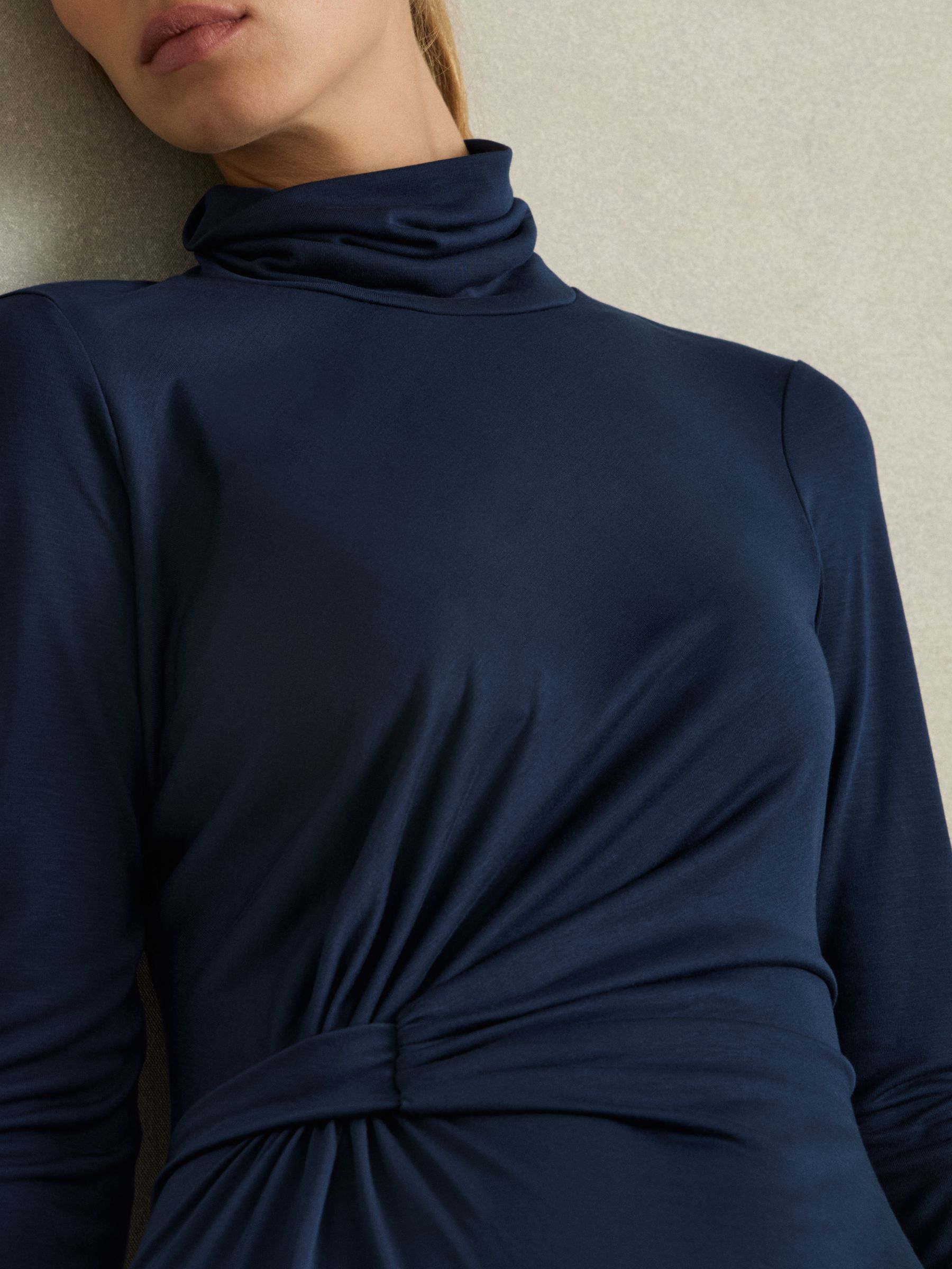 Draped Jersey Midi Dress in Blue - Image 3 of 6