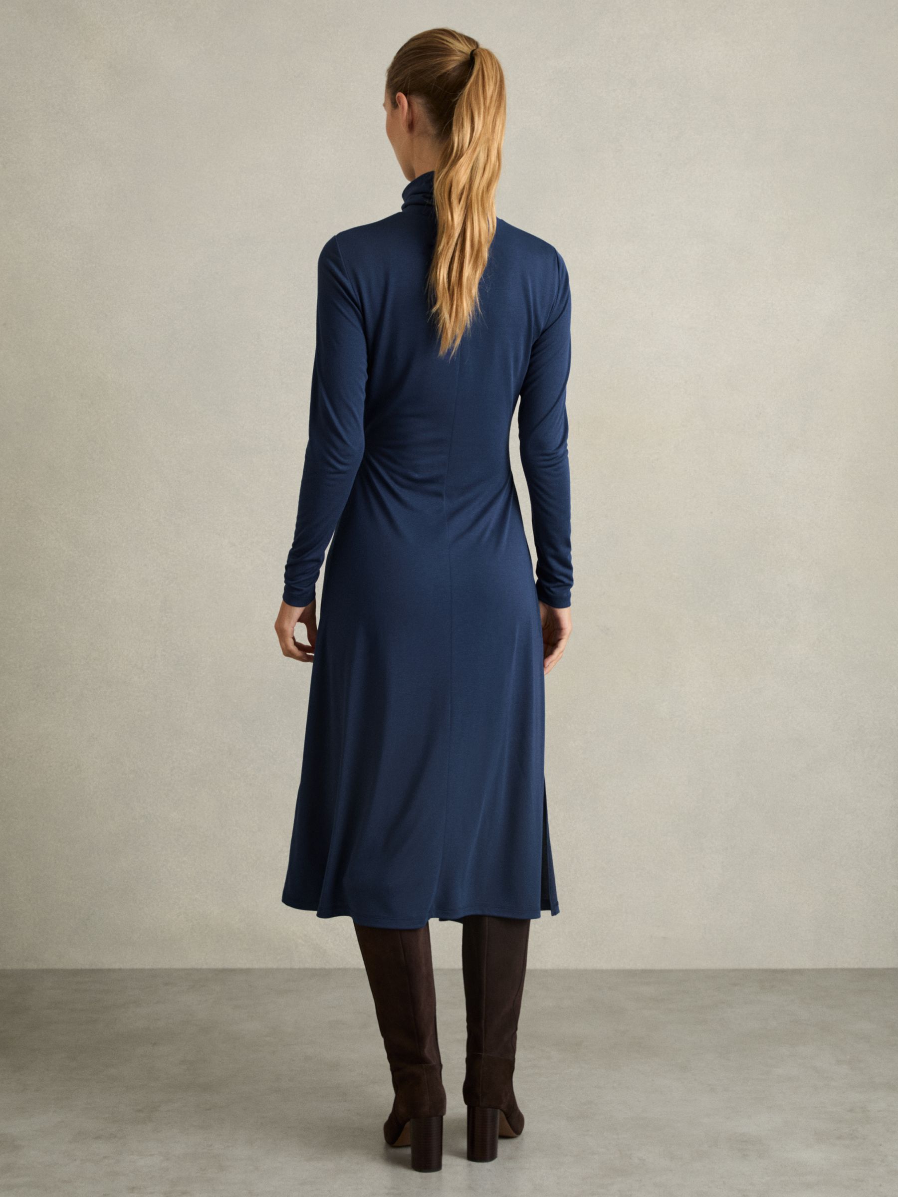 Draped Jersey Midi Dress in Blue - Image 4 of 6