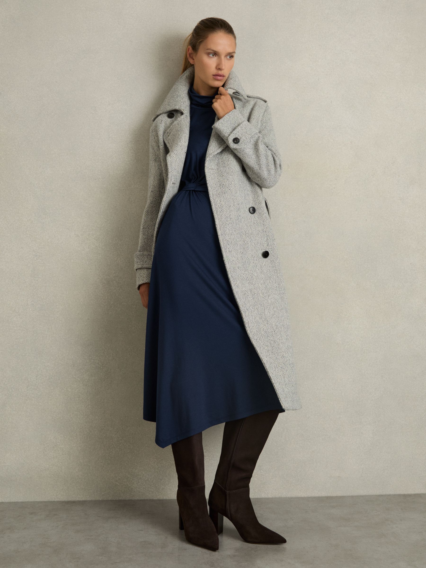 Draped Jersey Midi Dress in Blue - Image 5 of 6