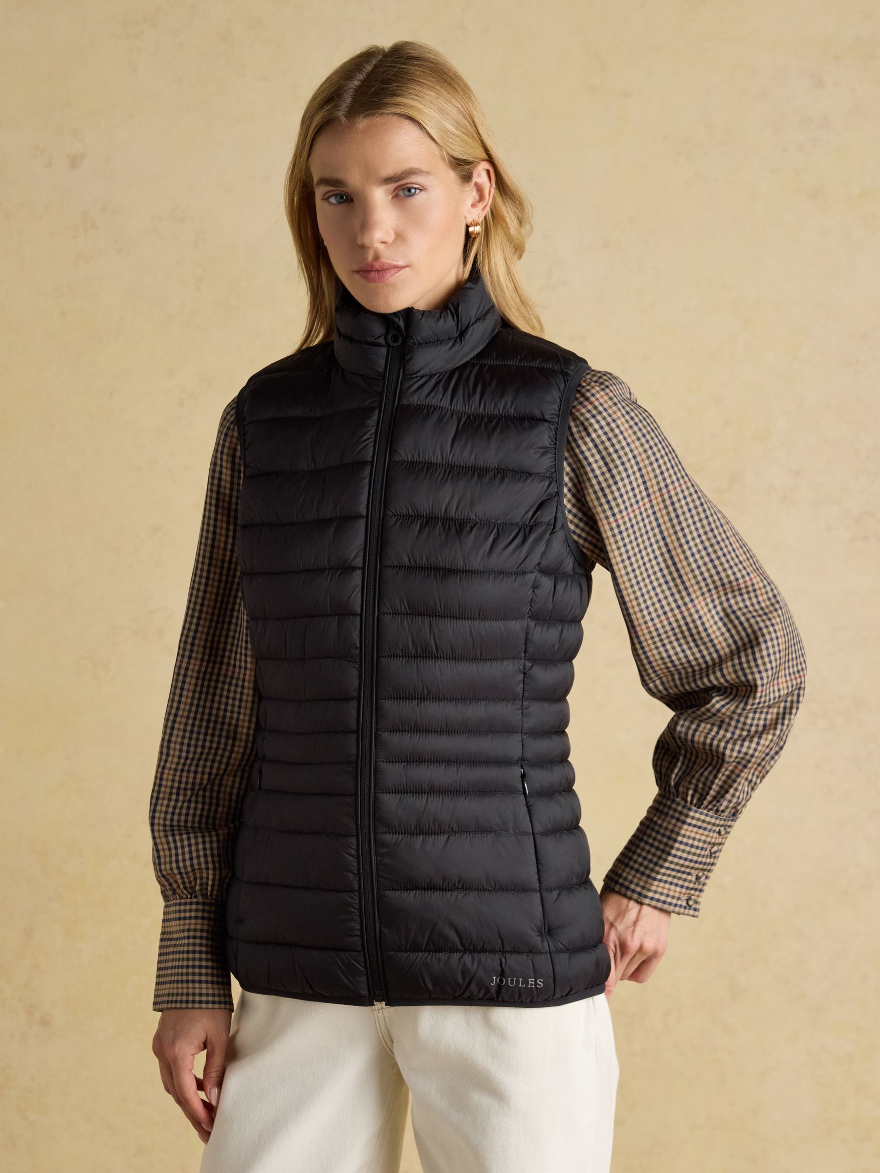 Kenley Black Showerproof Padded Gilet | Joules