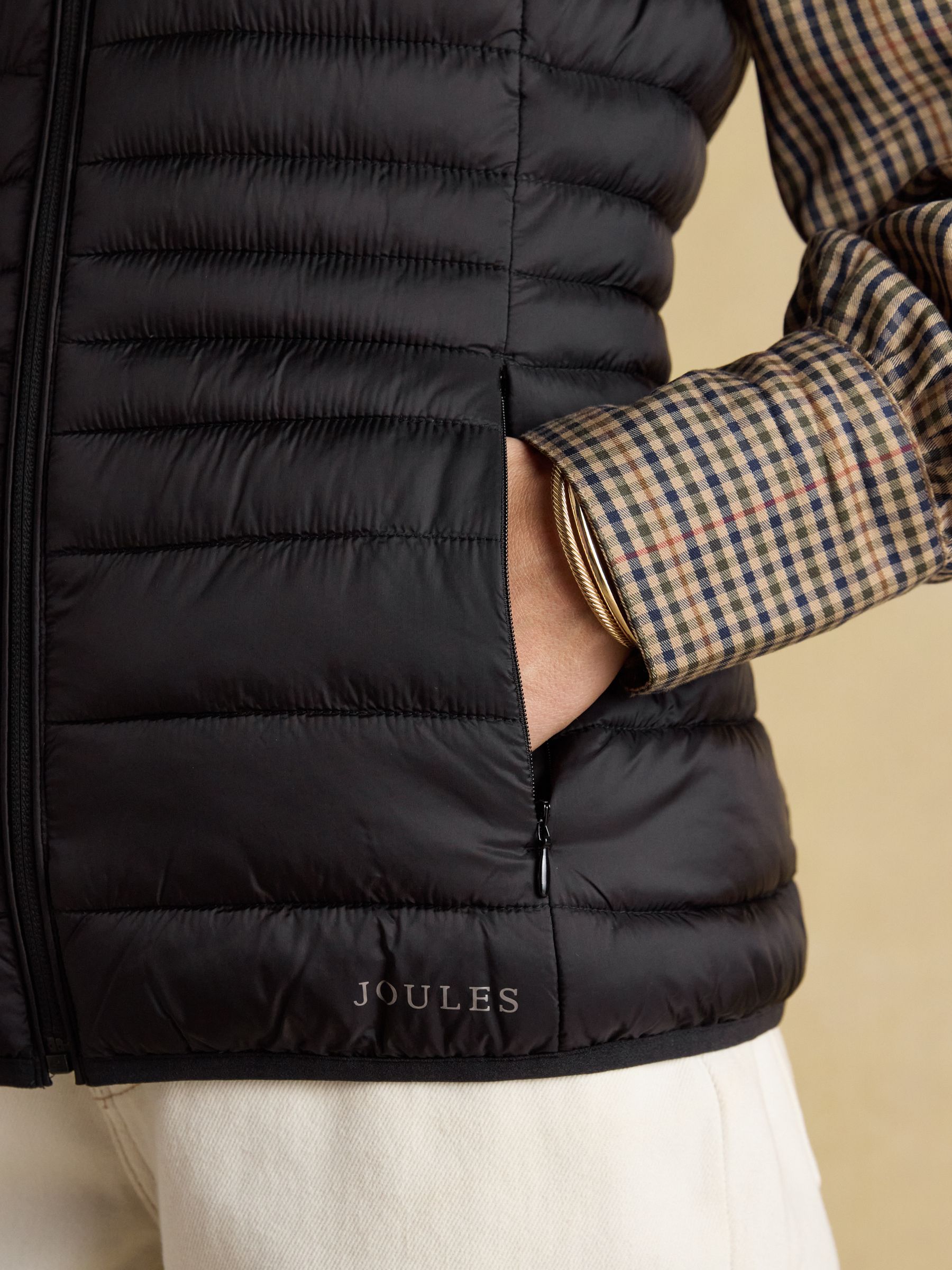 Kenley Black Showerproof Padded Gilet | Joules