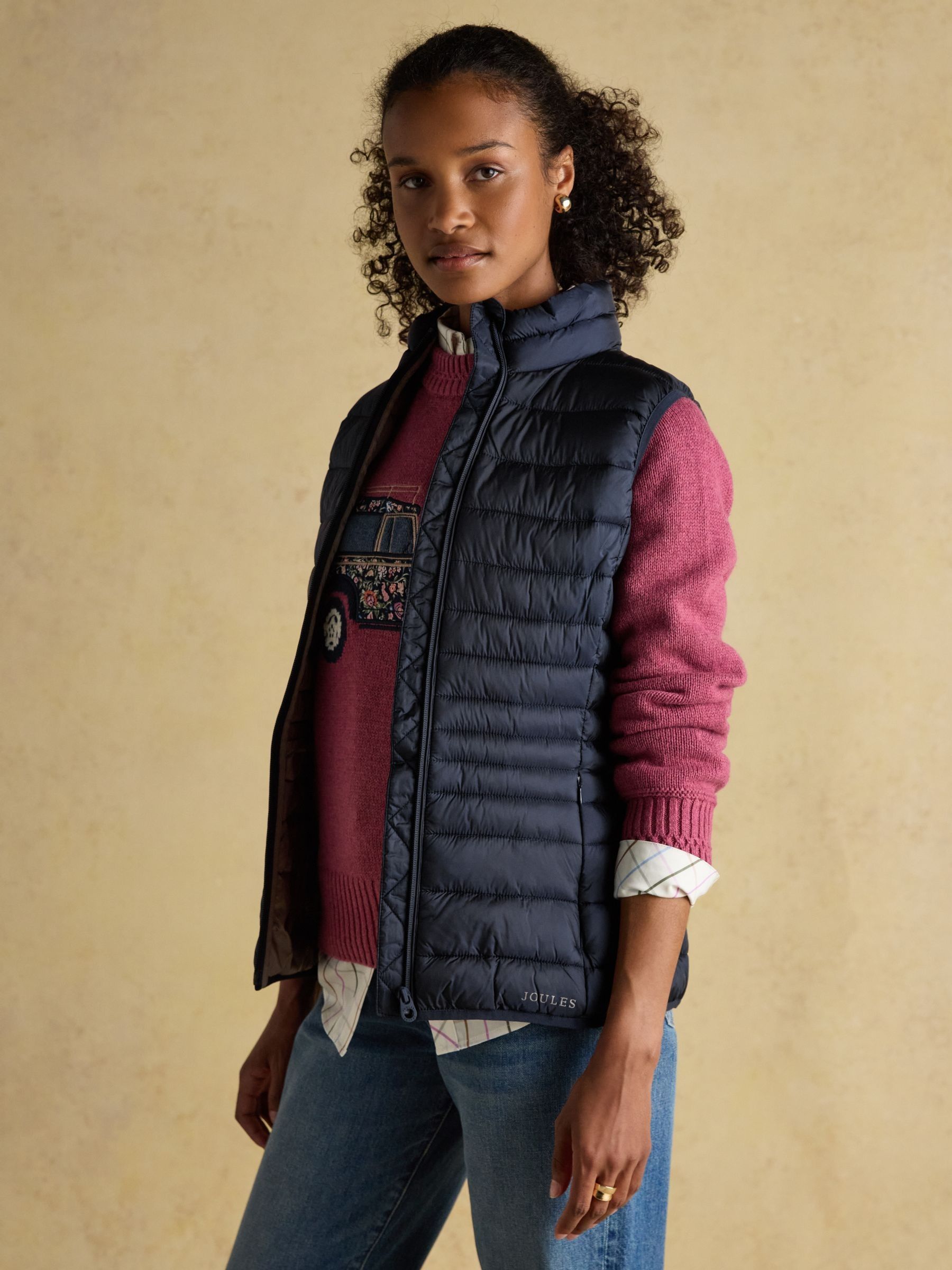 Kenley Navy Showerproof Padded Gilet | Joules