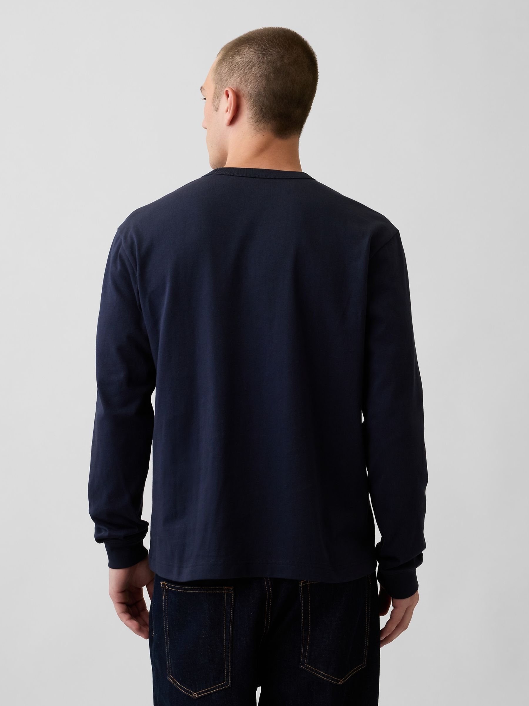 Navy Heavyweight Relaxed Long Sleeve T-Shirt - Image 2 of 4