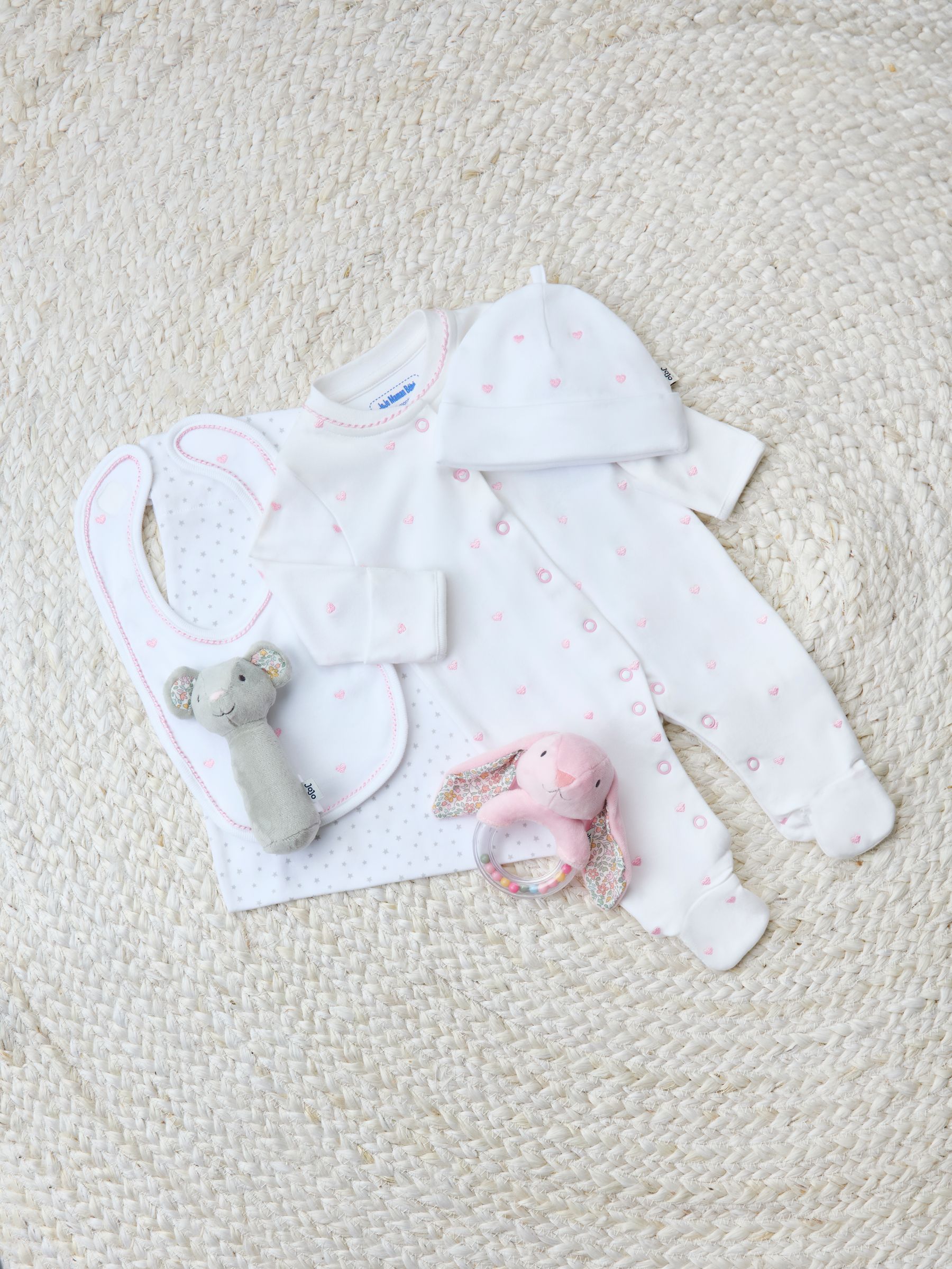 Pink Heart Sleepsuit & Meadow Rattle Set (0-3 months) - Image 1 of 4