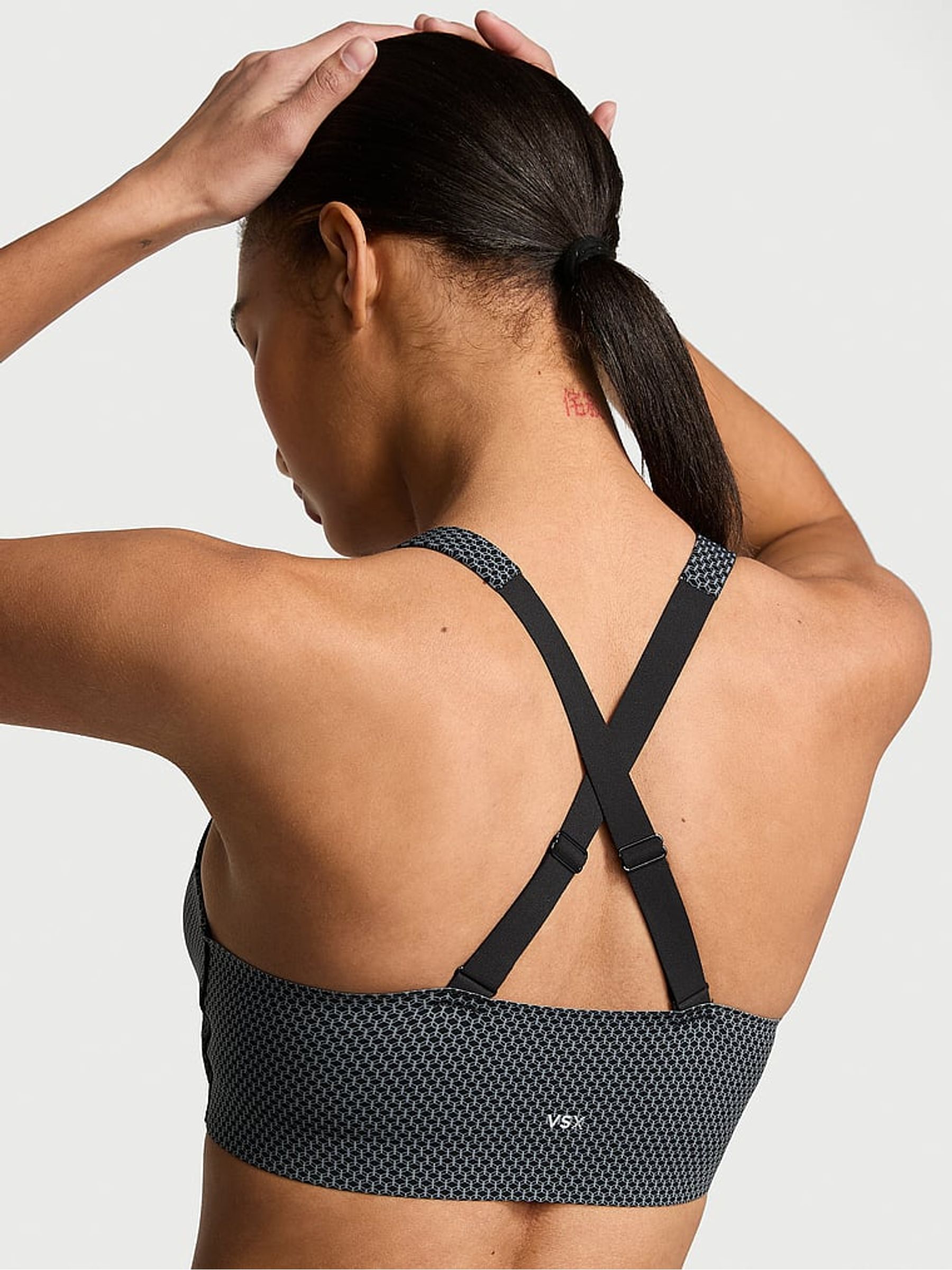Black Print Front Close High Support Sports Bra - Image 2 of 3