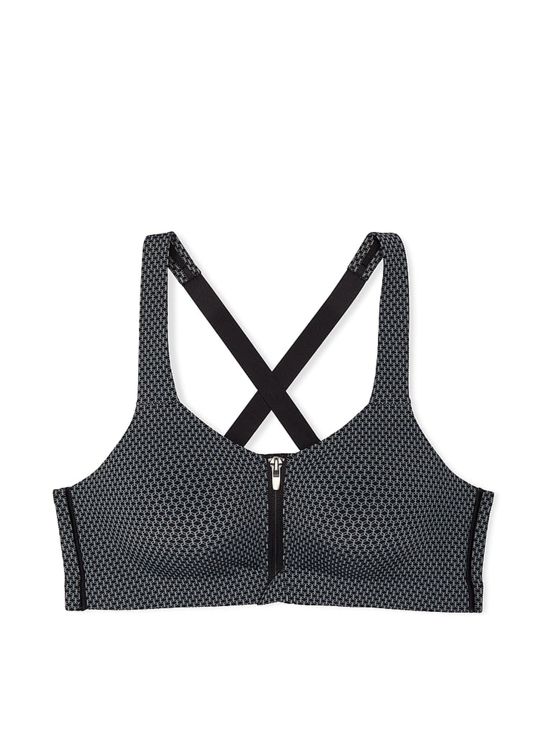 Black Print Front Close High Support Sports Bra - Image 3 of 3