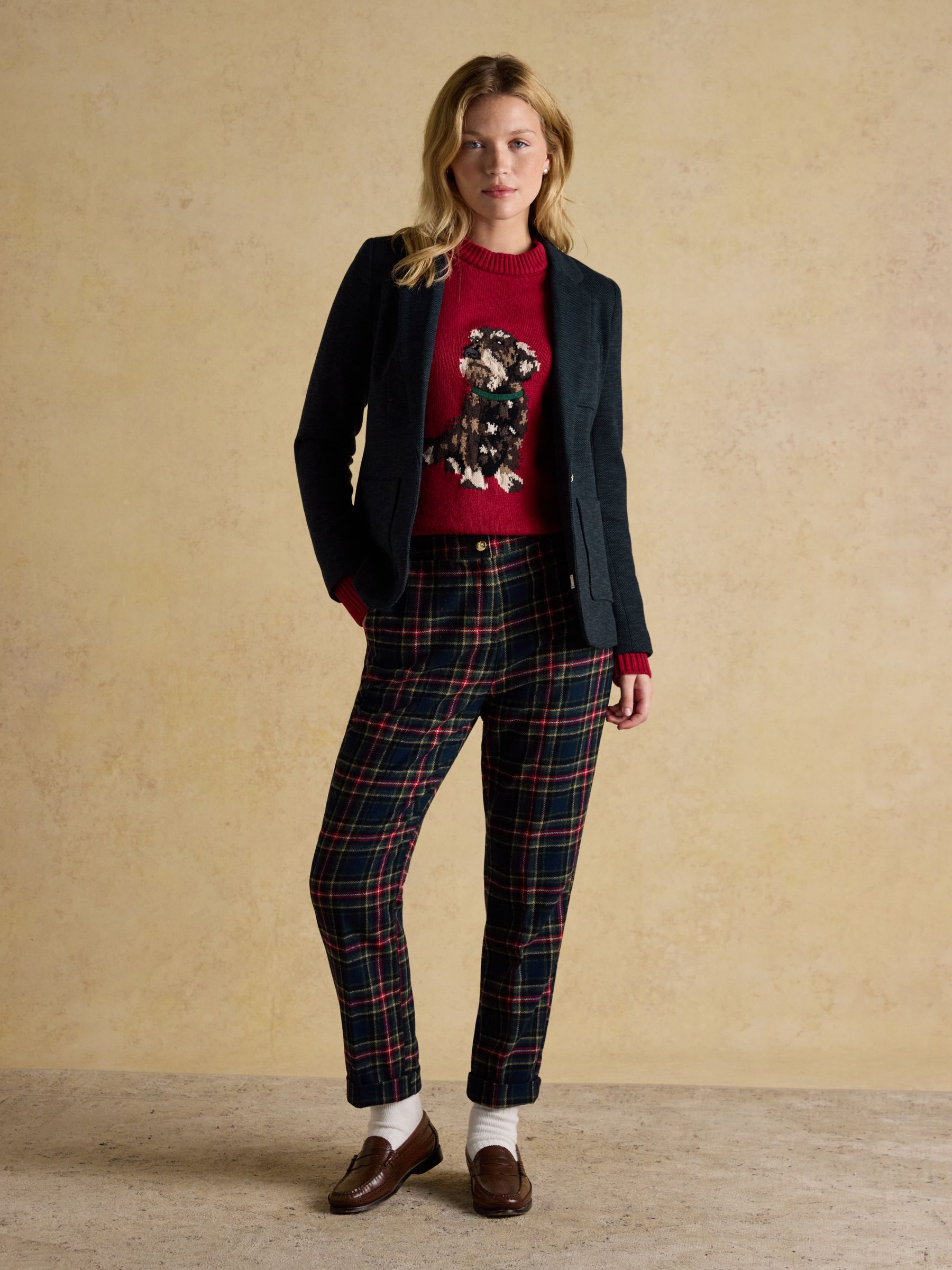 Albury Navy Herringbone Jersey Tweed Blazer - Image 6 of 11