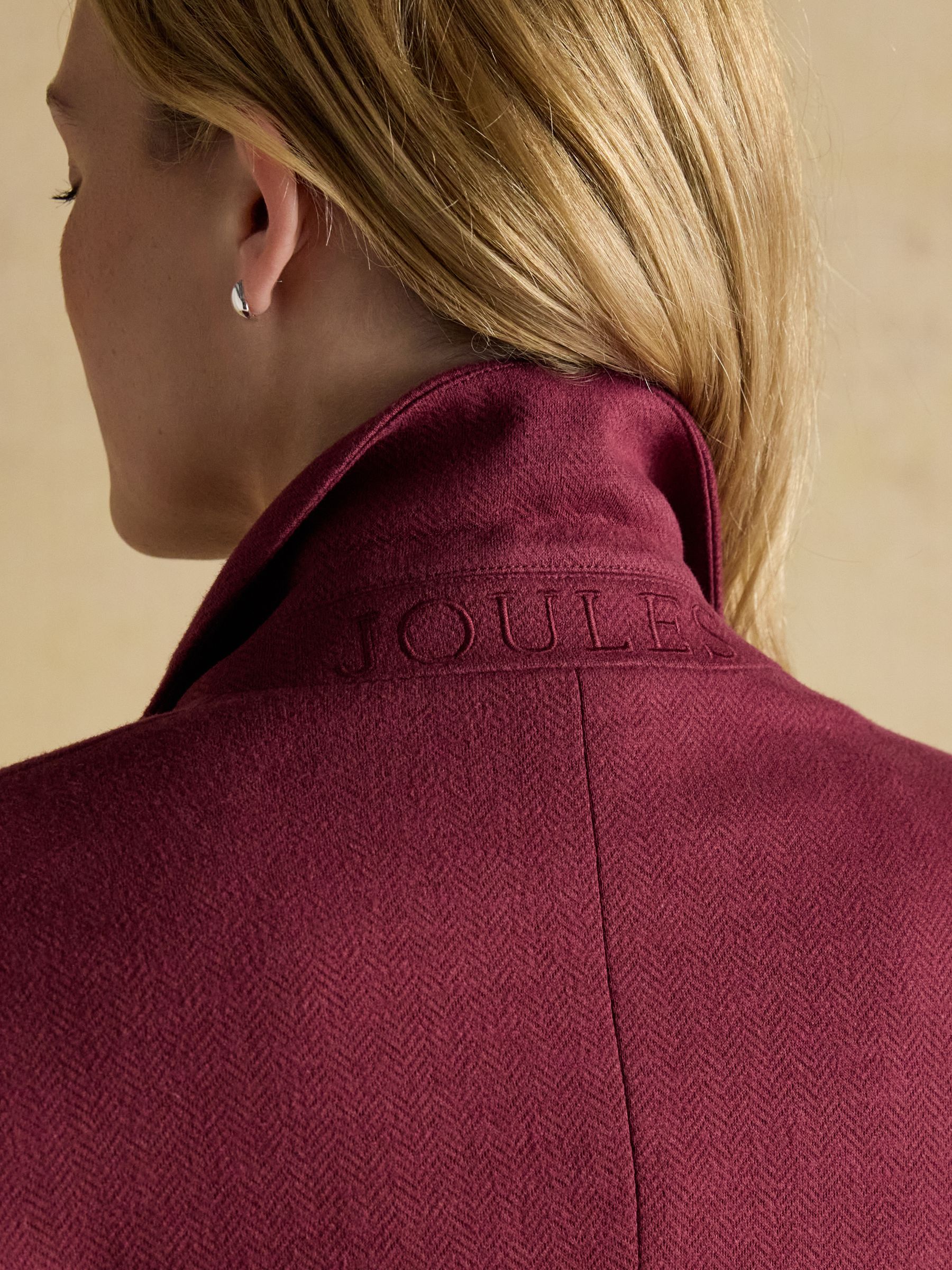Albury Burgundy Red Herringbone Jersey Tweed Blazer - Image 8 of 9