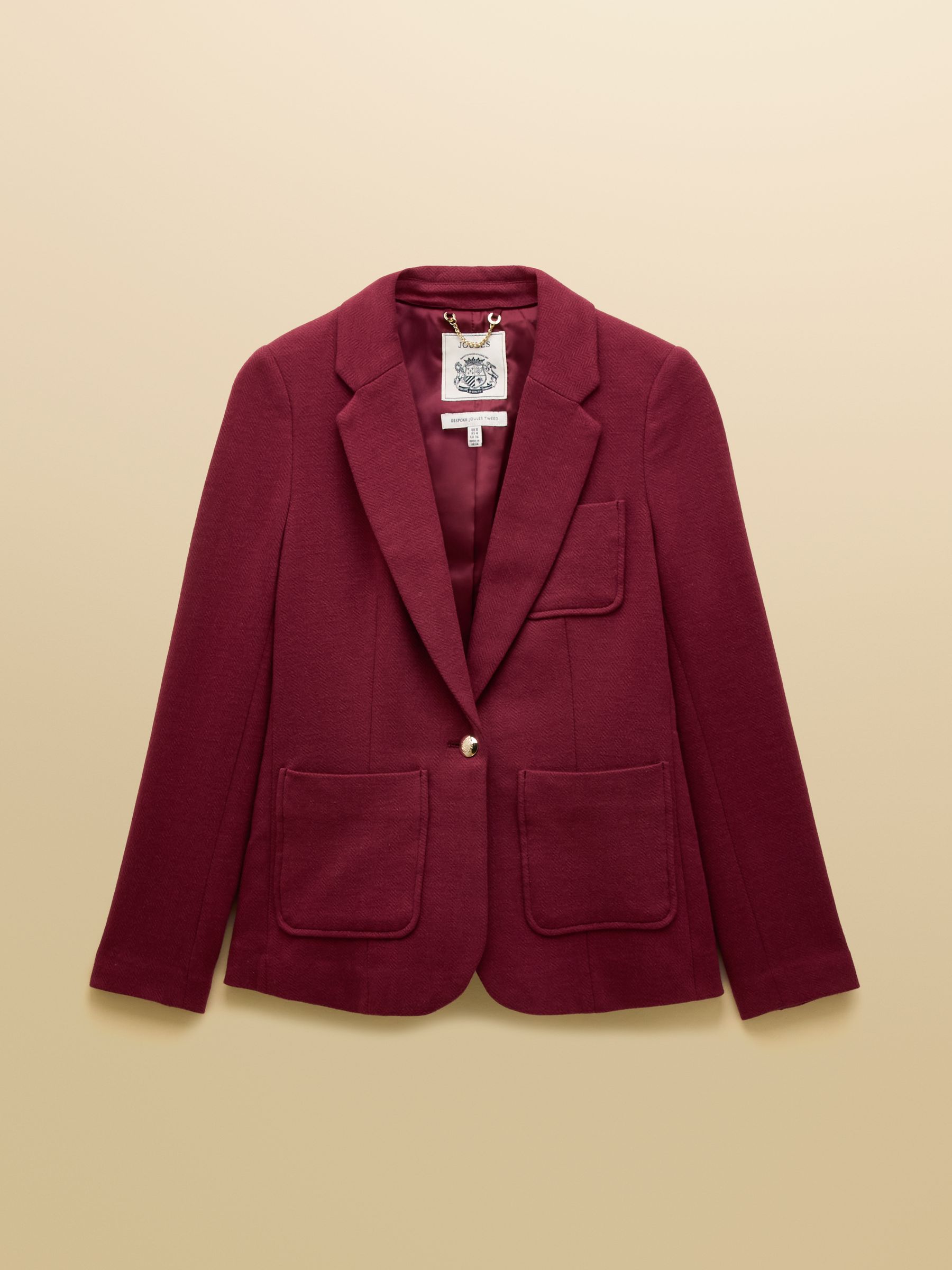 Albury Burgundy Red Herringbone Jersey Tweed Blazer - Image 9 of 9