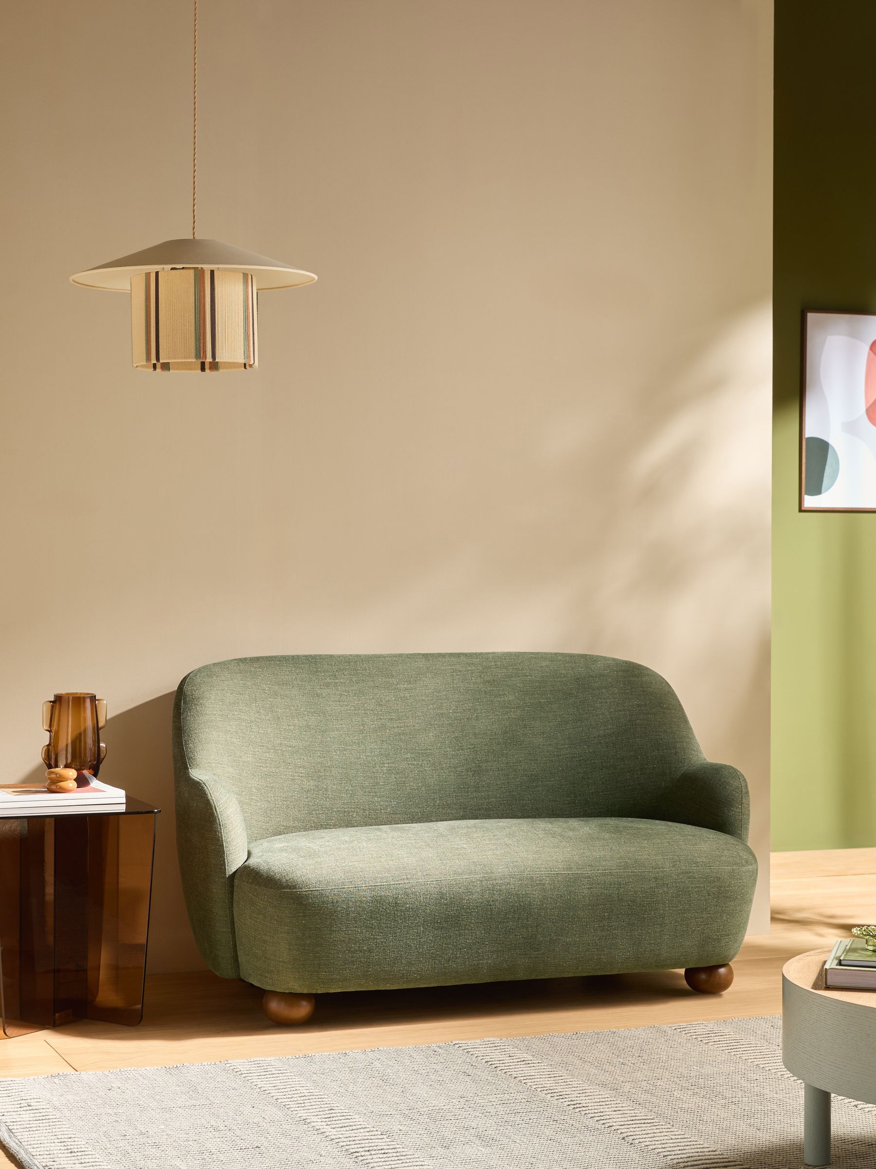 Ellio 2 Seater Sofa in Green Soft Textured Weave - Image 1 of 6