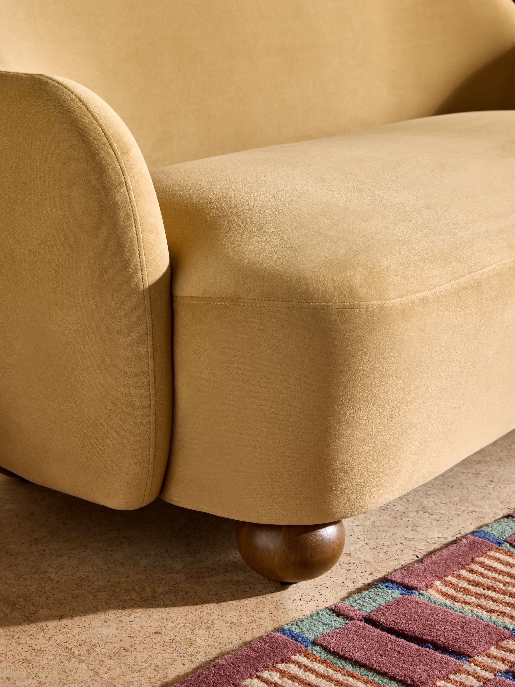 Ellio 2 Seater Sofa in Soft Caramel Brown Velvet - Image 2 of 6