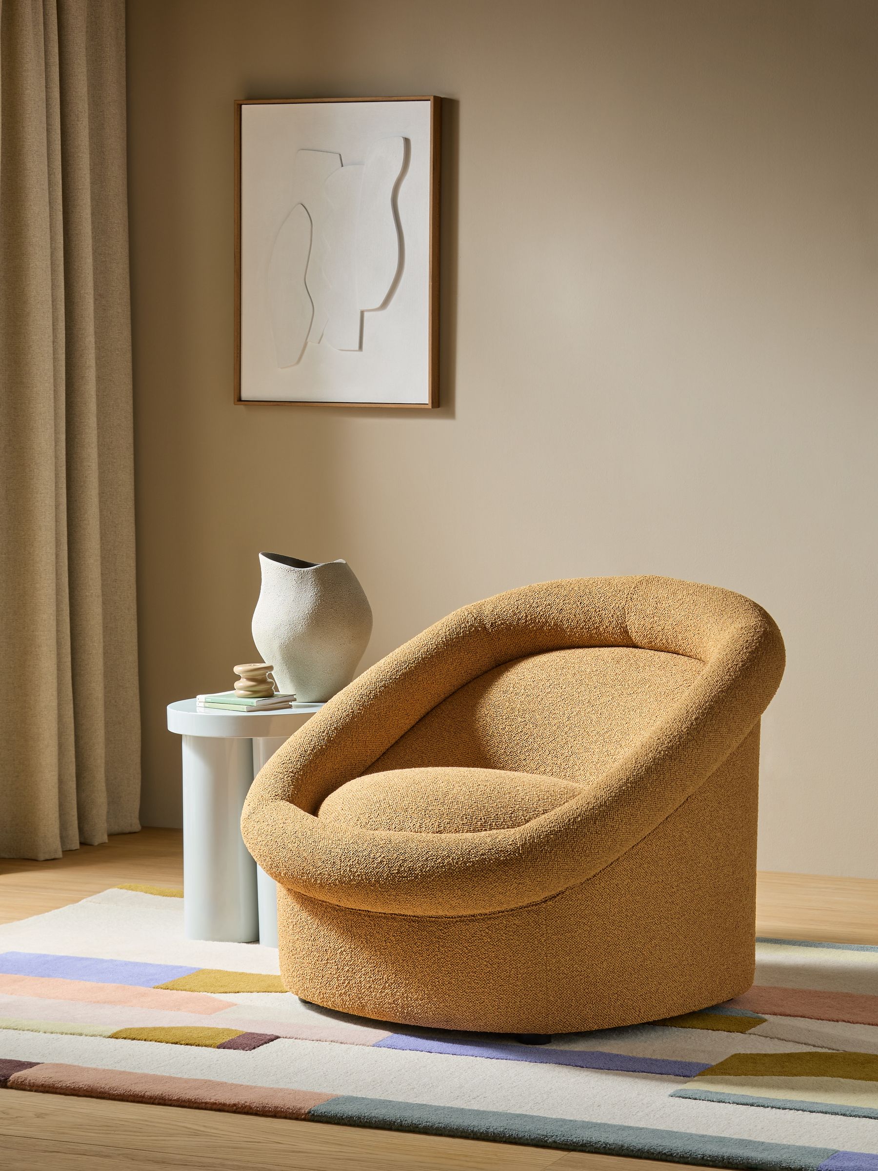 Seattle Accent Chair in Caramel Natural Pax Boucle Made