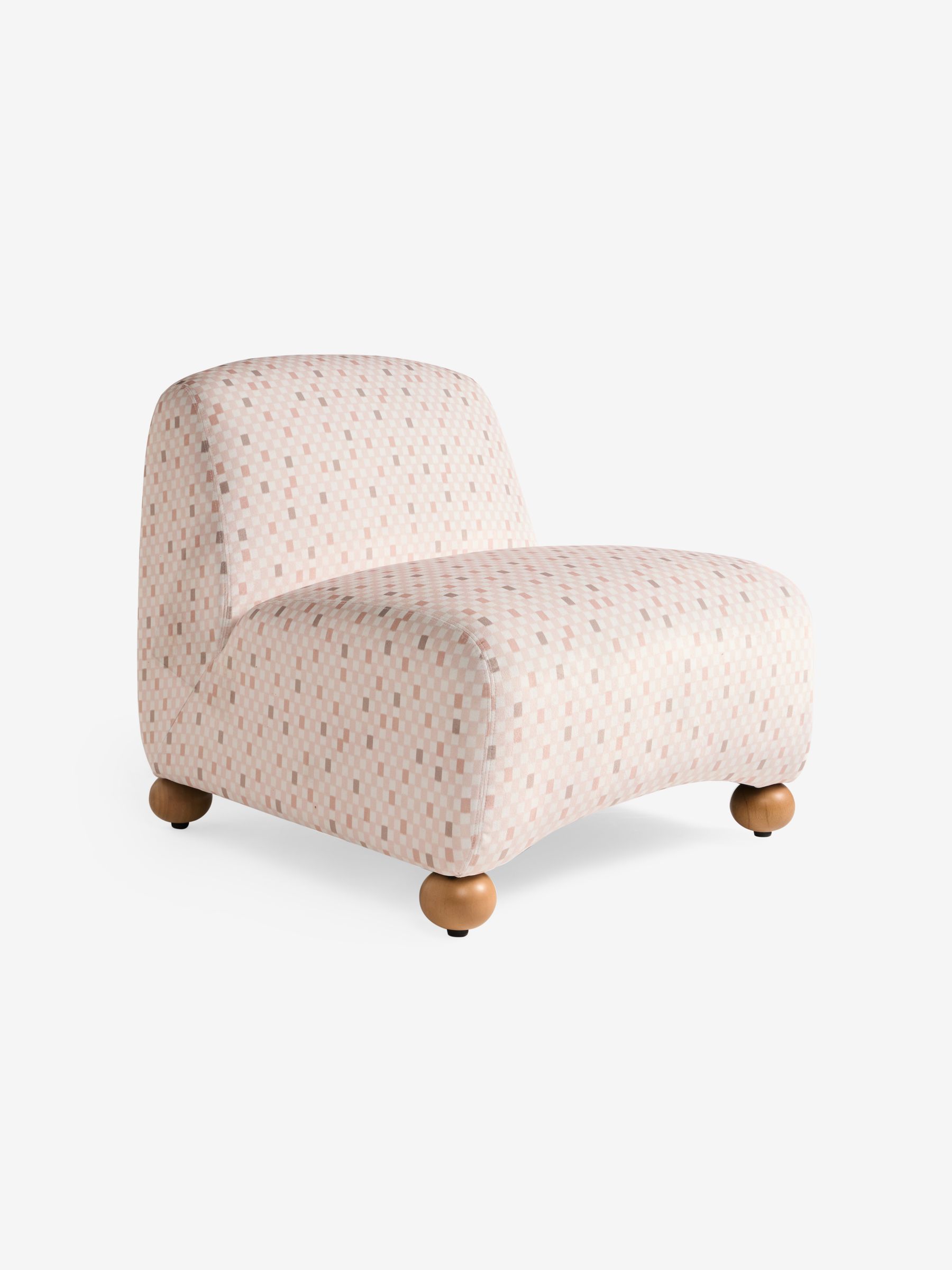 Elwen Accent Chair in Checked Velvet Blush Pink - Image 4 of 5